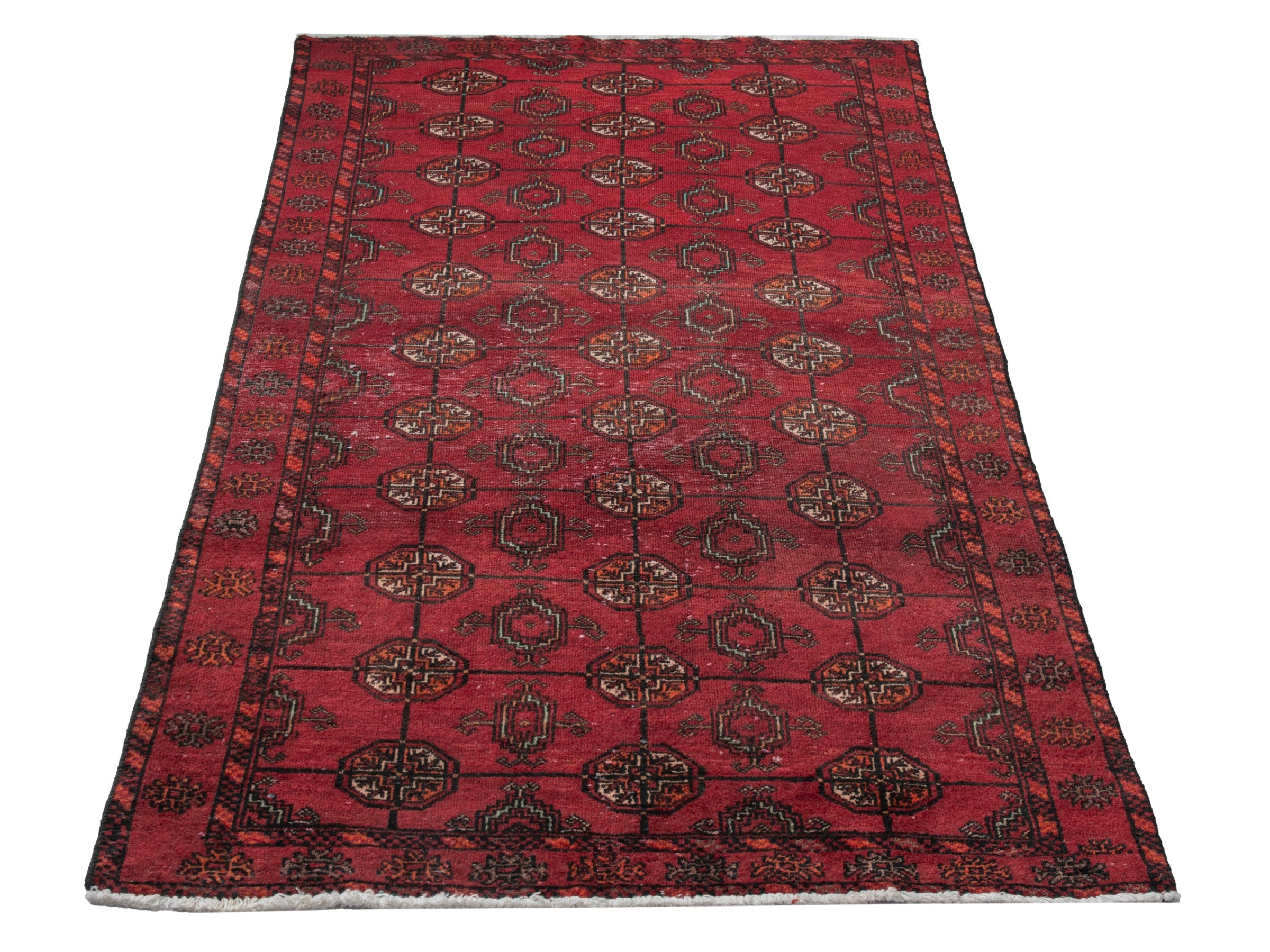 Persian Baluch runner rug in deep red and burgundy, view 3 of 18
