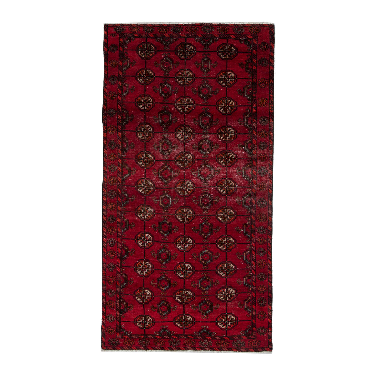 Persian Baluch runner rug in deep red and burgundy, 3'1" x 6'4"