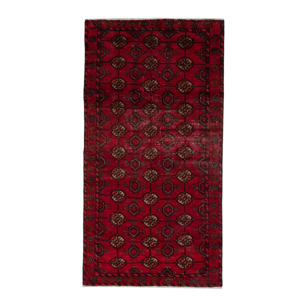 Persian Baluch runner rug in deep red and burgundy, 3'1" x 6'4"