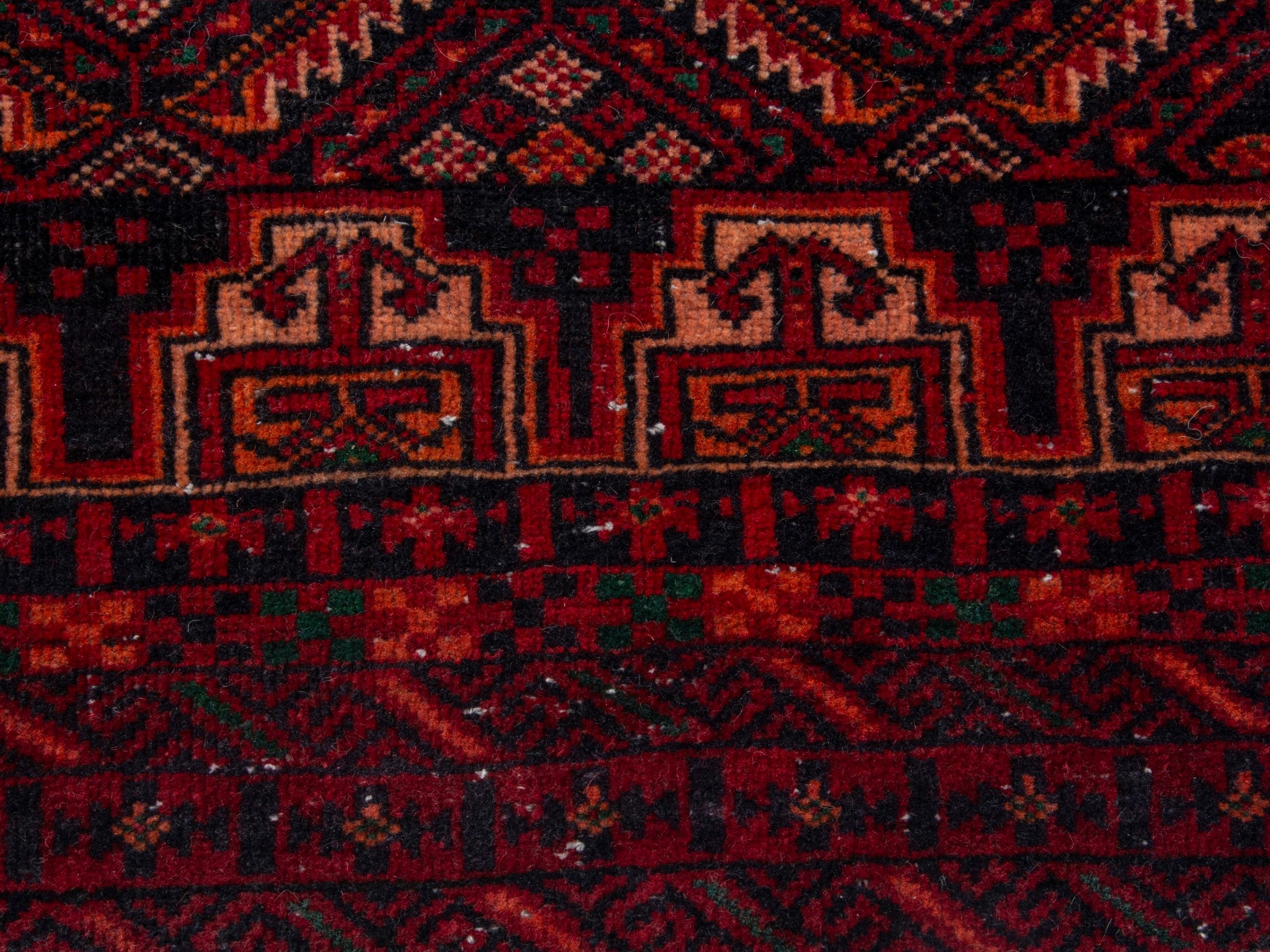 Persian Baluch runner rug in burgundy and deep red, view 11 of 18