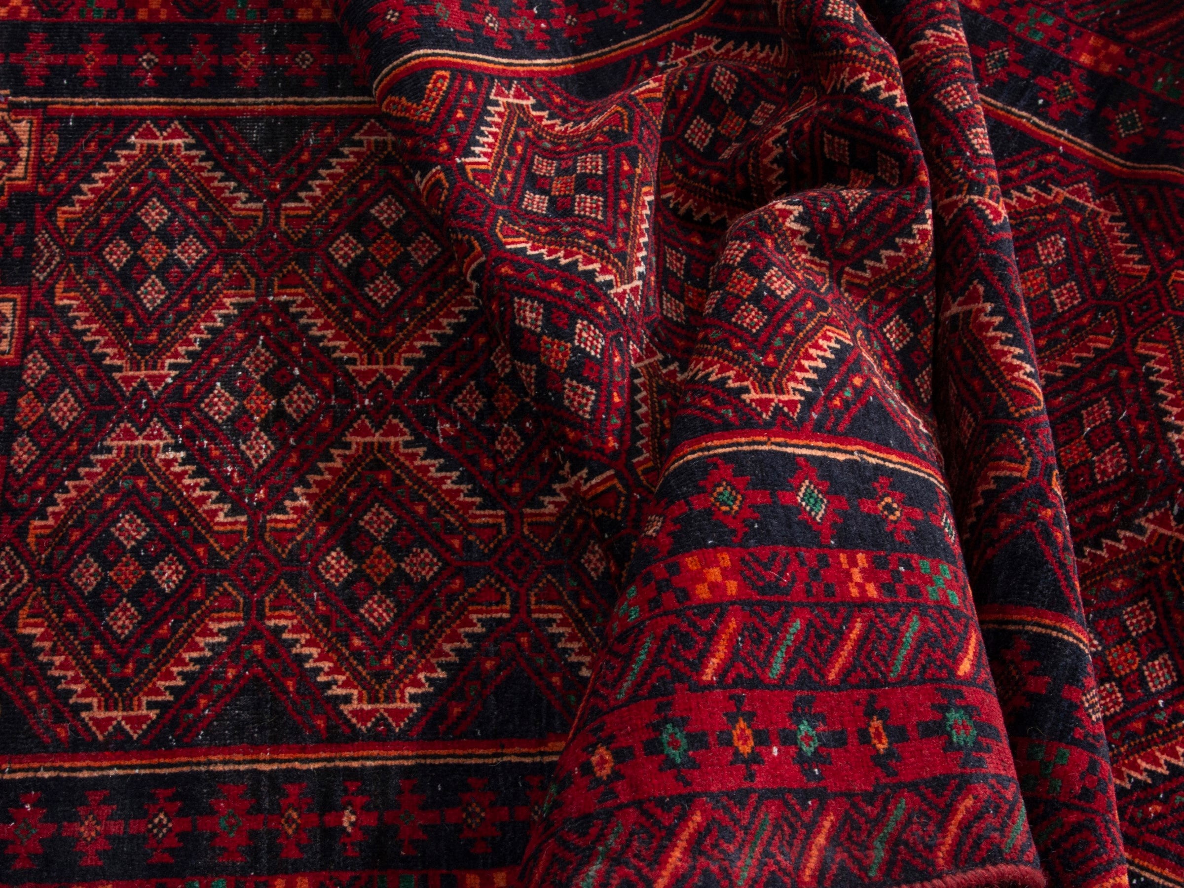 Persian Baluch runner rug in burgundy and deep red, view 16 of 18