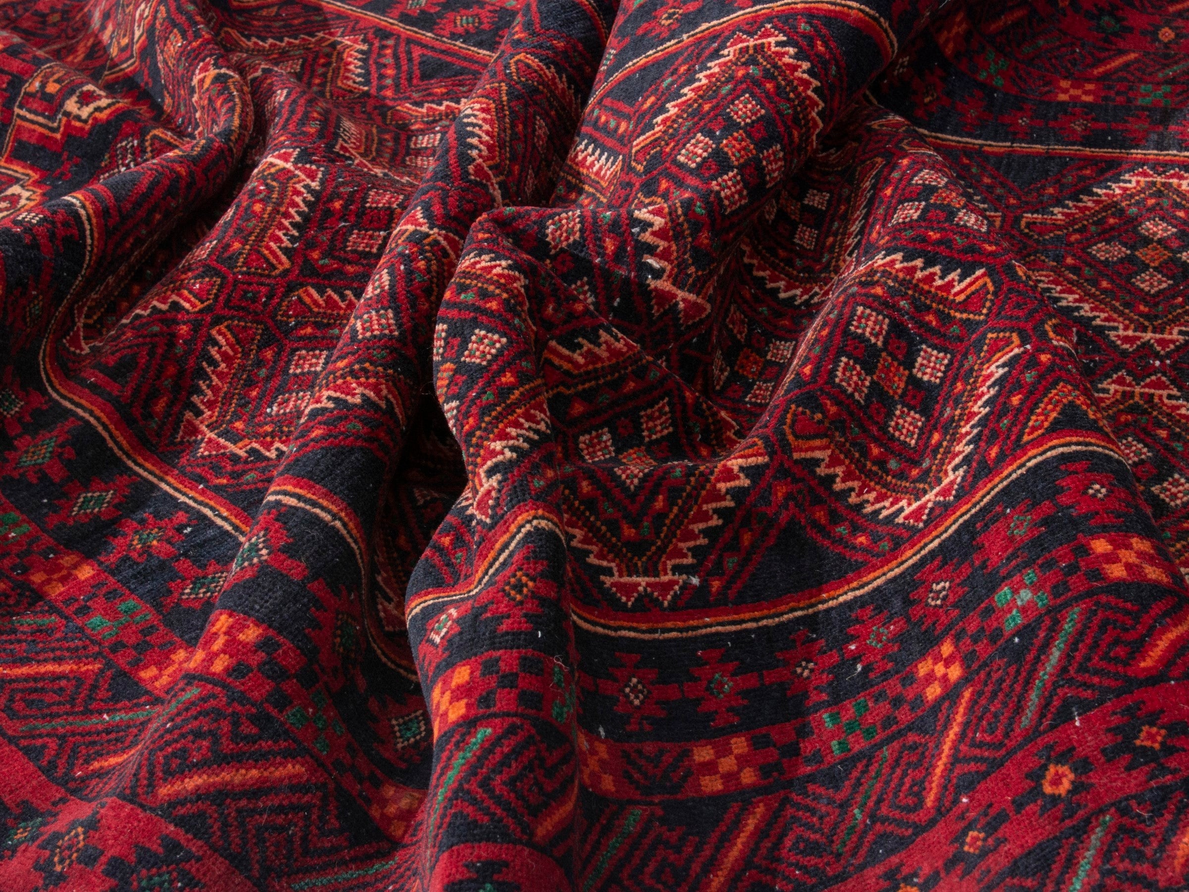 Persian Baluch runner rug in burgundy and deep red, view 17 of 18