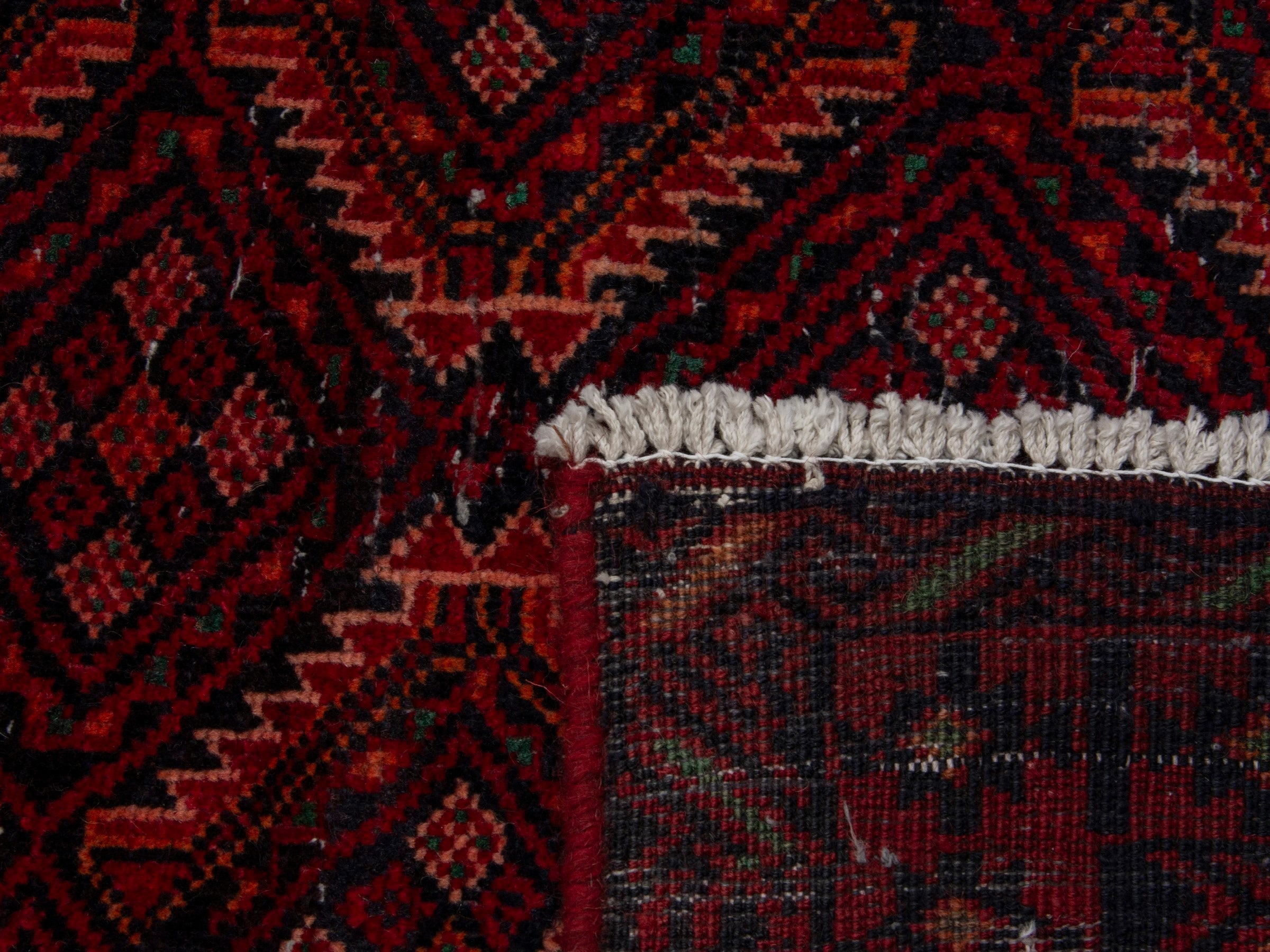 Persian Baluch runner rug in burgundy and deep red, view 18 of 18