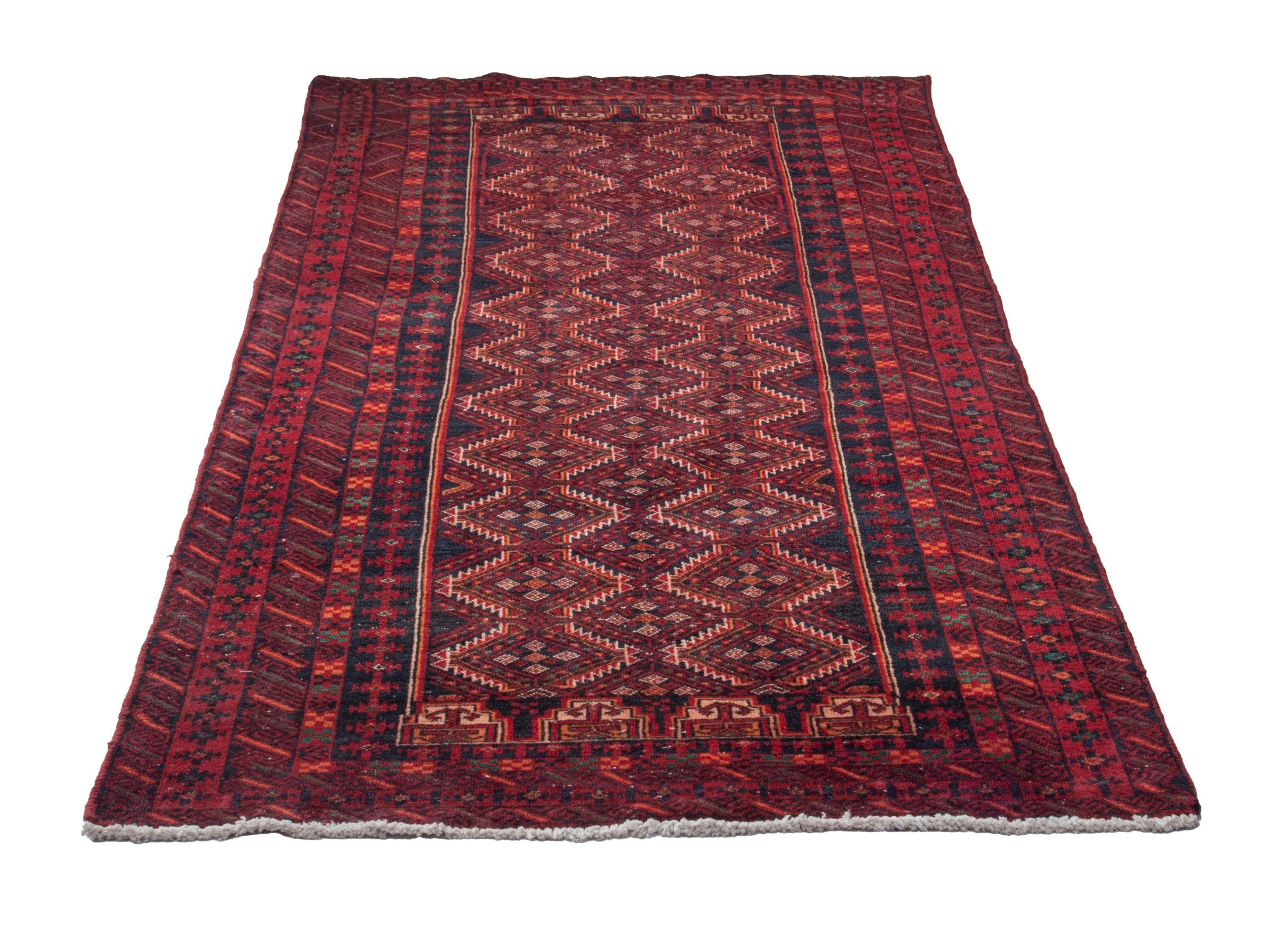 Persian Baluch runner rug in burgundy and deep red, view 2 of 18