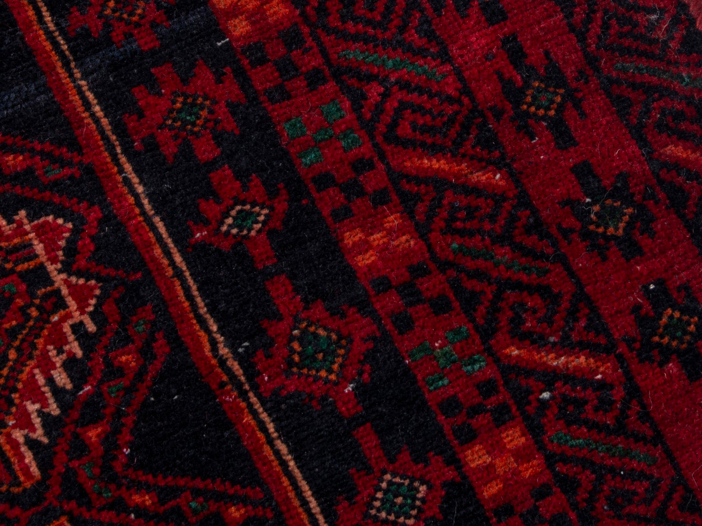 Persian Baluch runner rug in burgundy and deep red, view 9 of 18