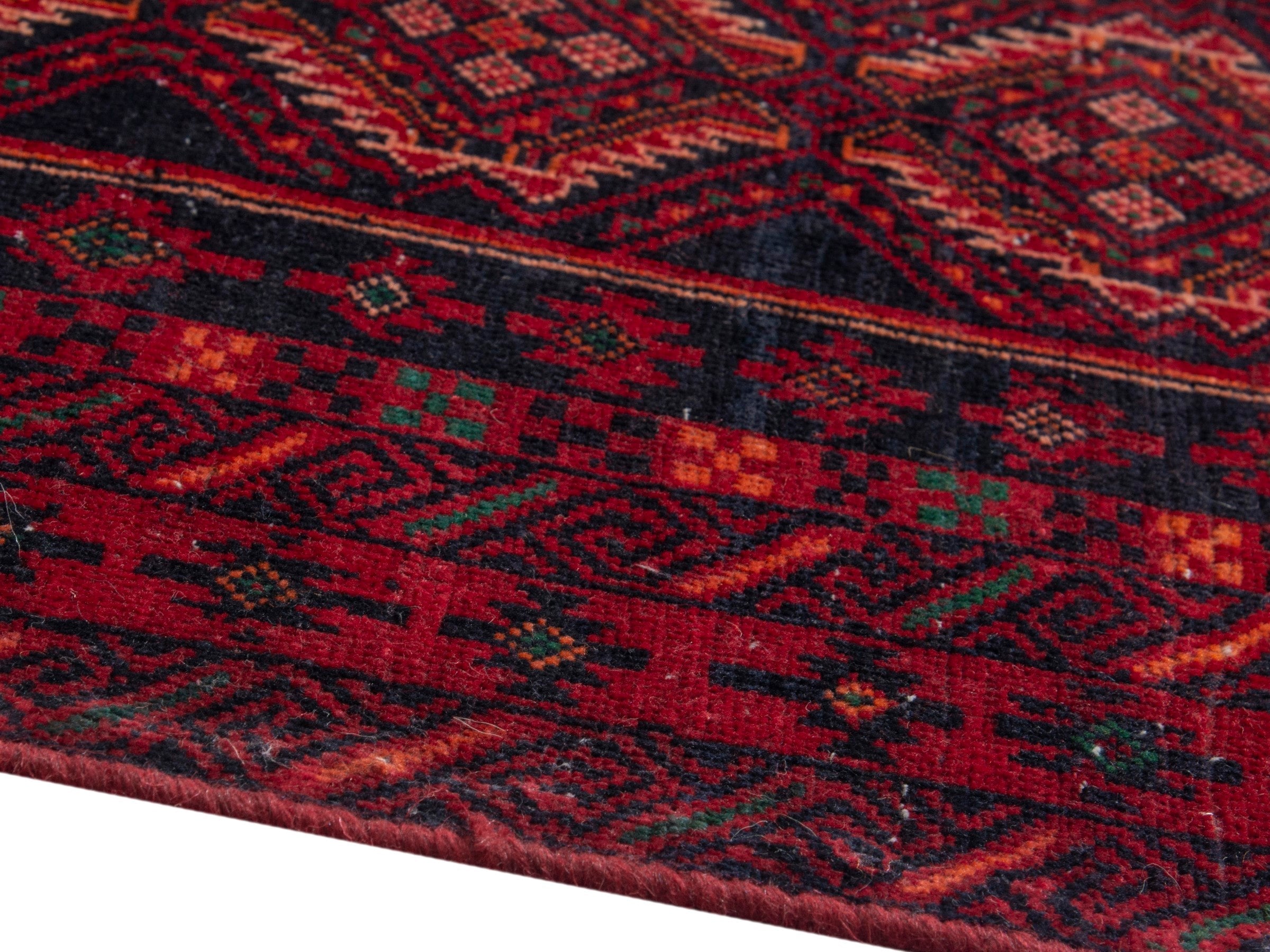 Persian Baluch runner rug in burgundy and deep red, view 6 of 18