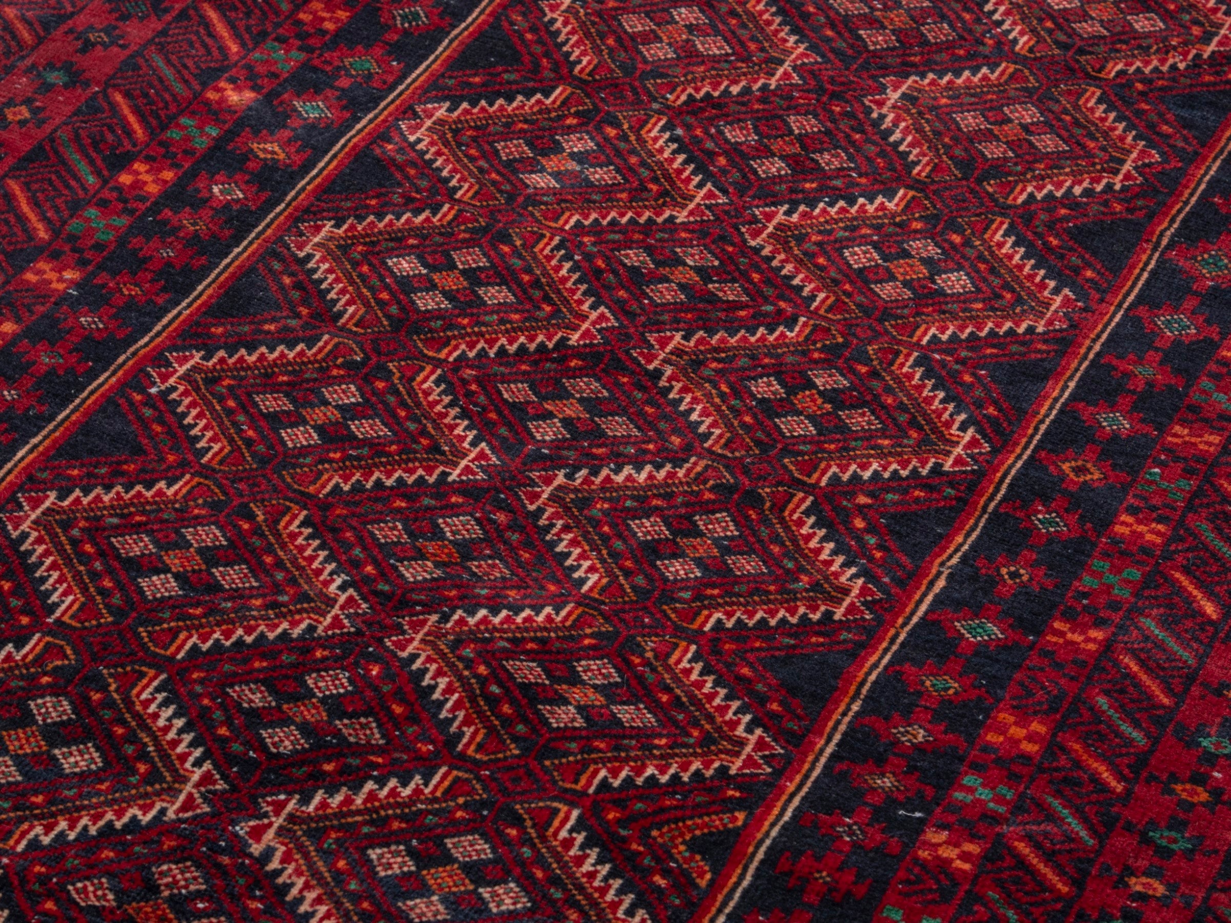 Persian Baluch runner rug in burgundy and deep red, view 7 of 18