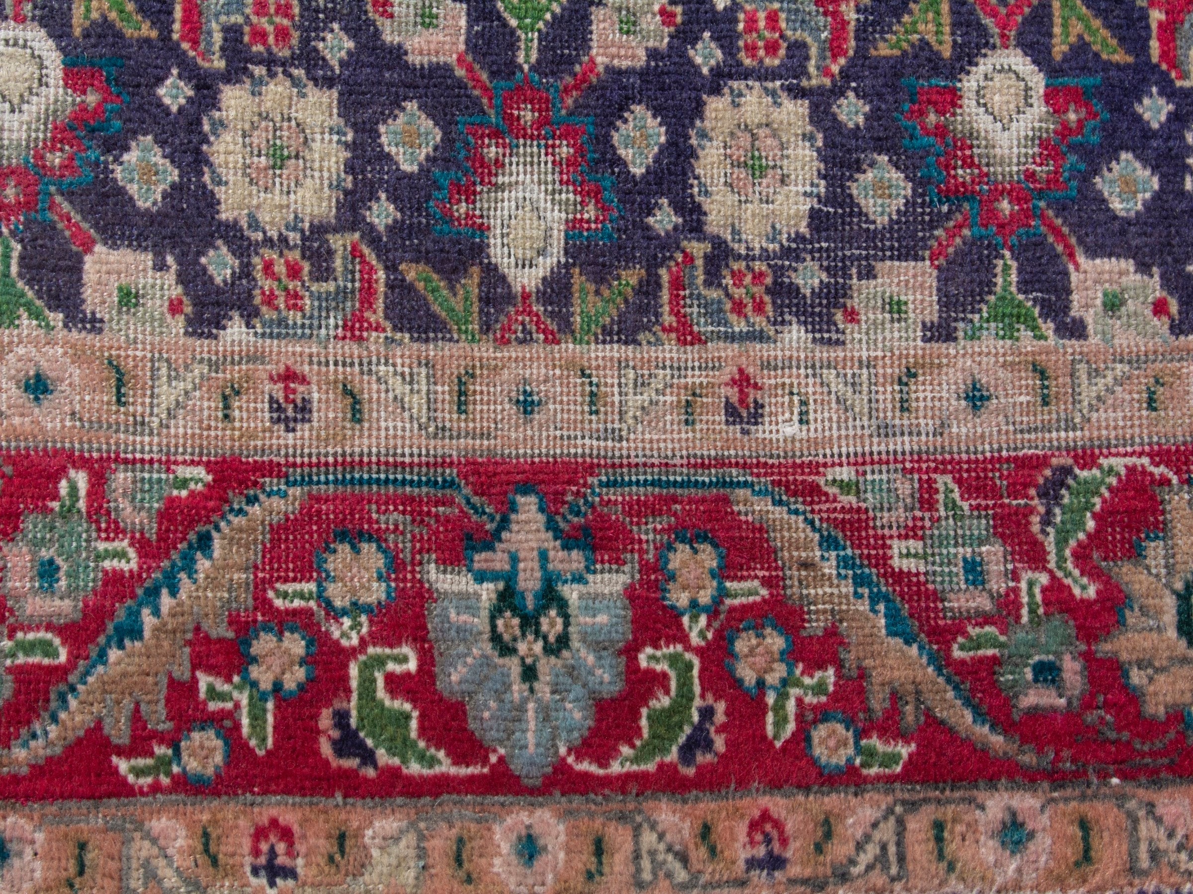 Persian Tabriz accent rug in navy and deep red, view 11 of 17