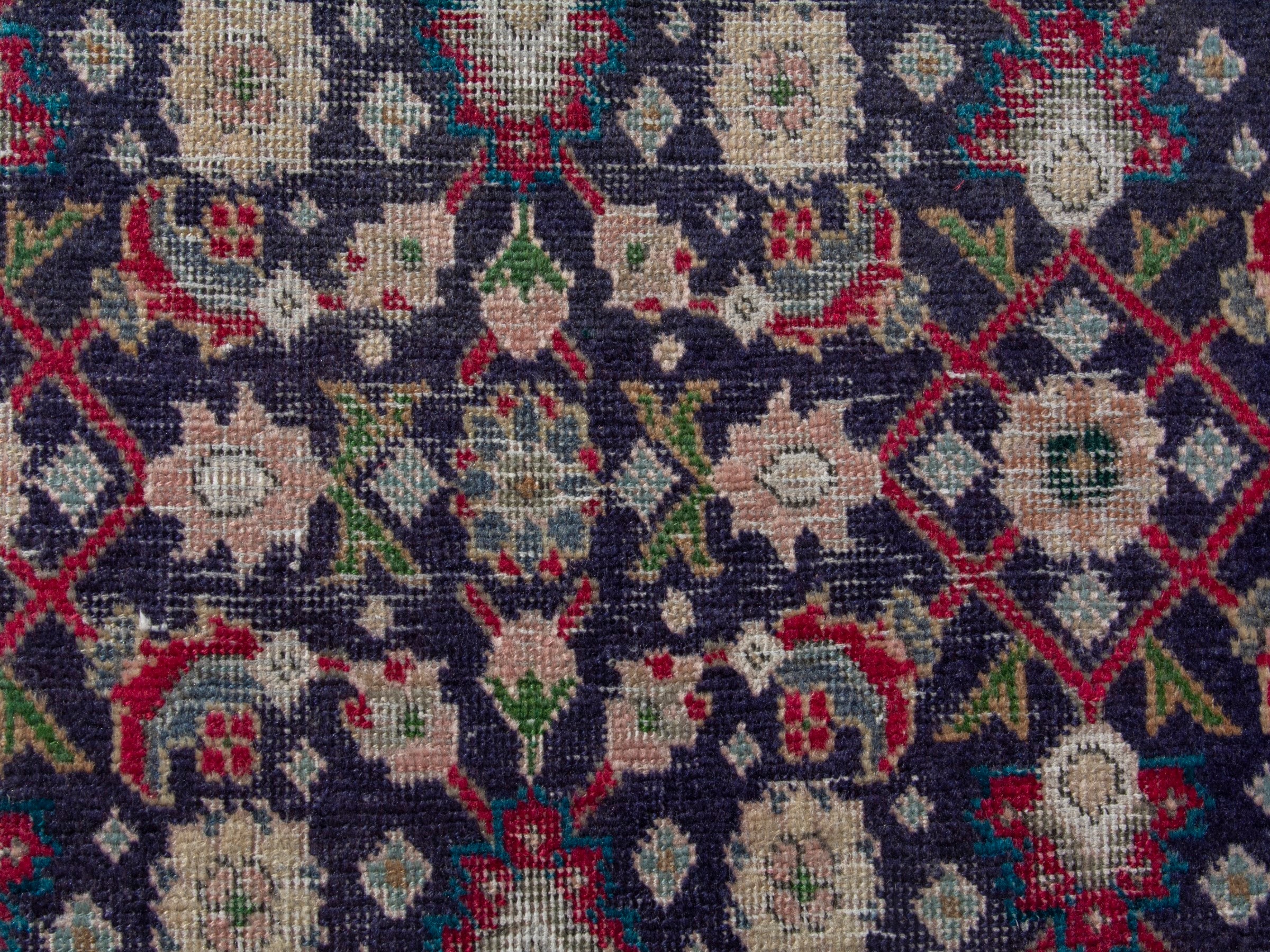 Persian Tabriz accent rug in navy and deep red, view 12 of 17