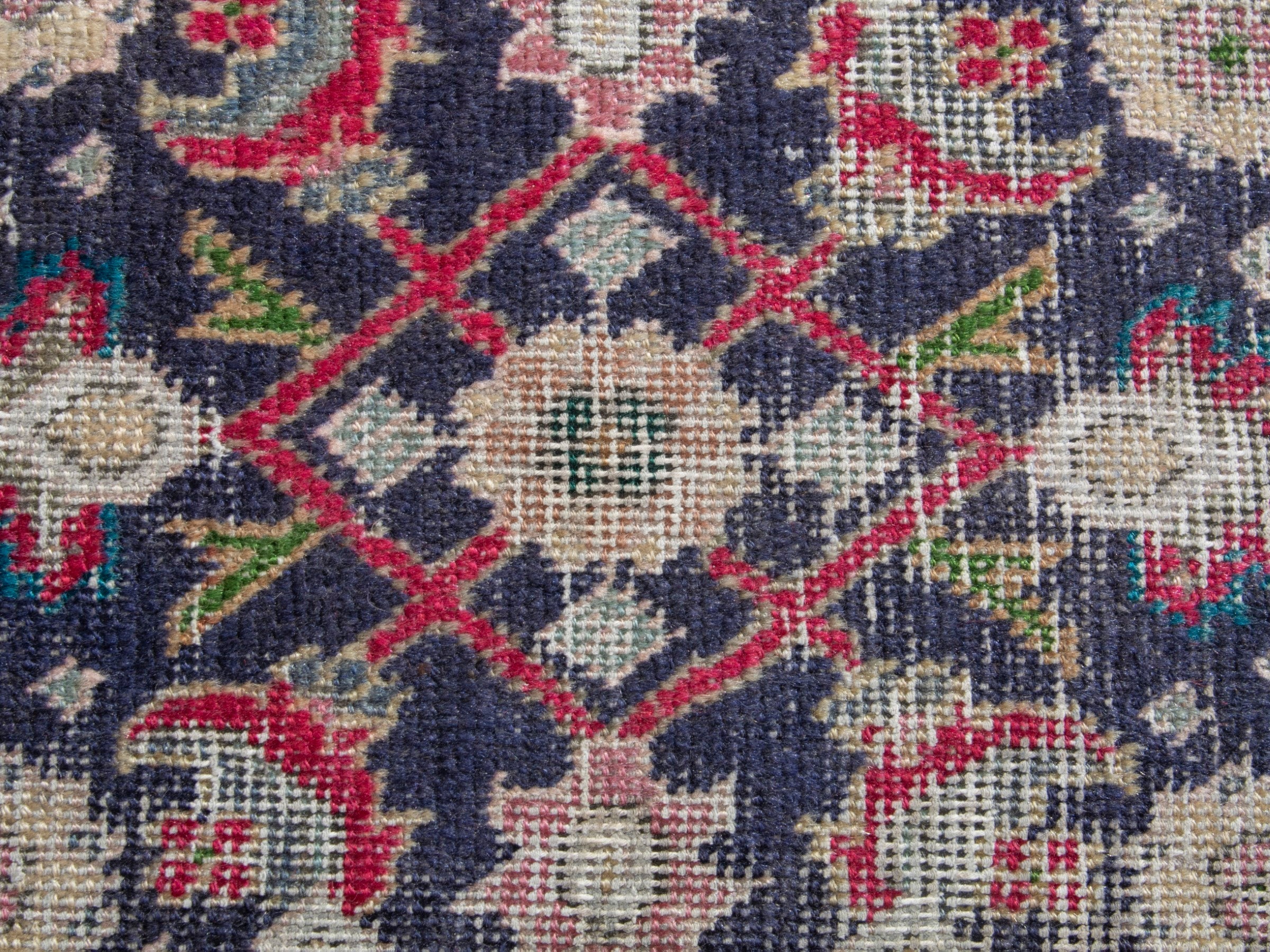 Persian Tabriz accent rug in navy and deep red, view 13 of 17
