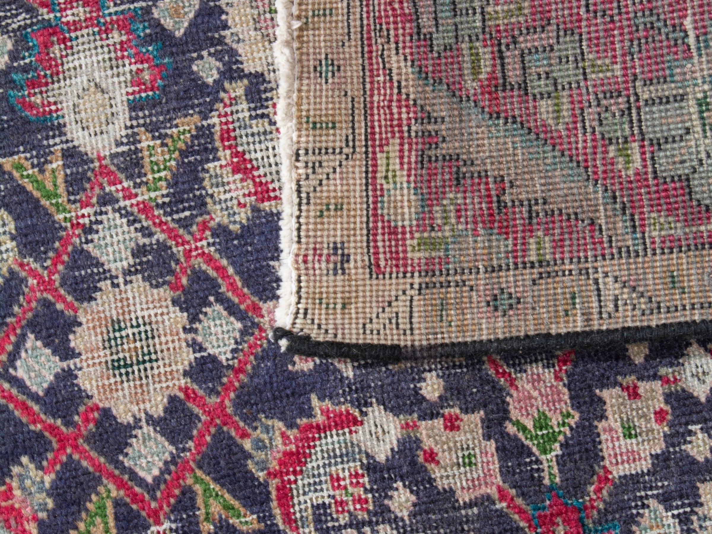 Persian Tabriz accent rug in navy and deep red, view 17 of 17