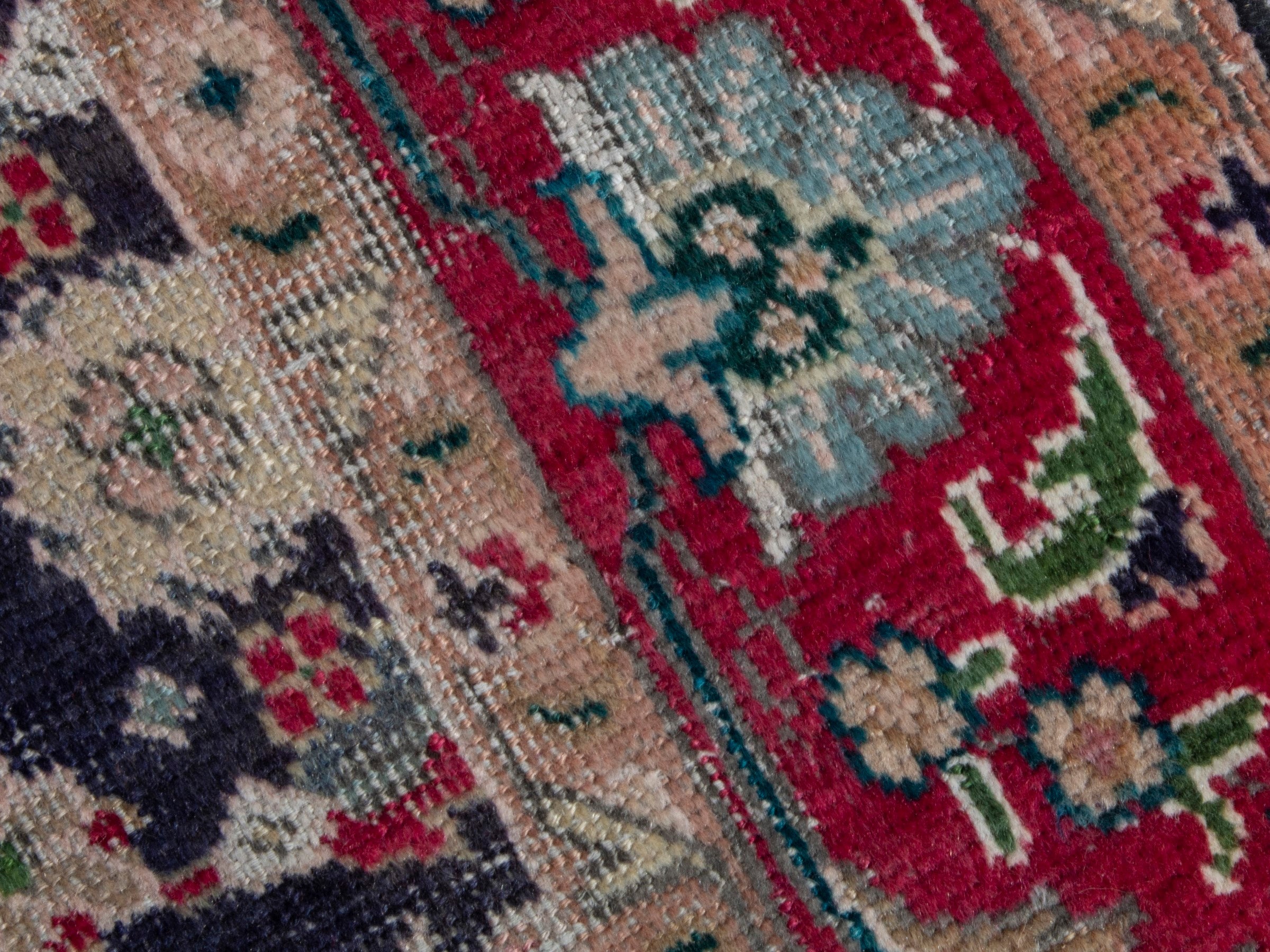 Persian Tabriz accent rug in navy and deep red, view 9 of 17