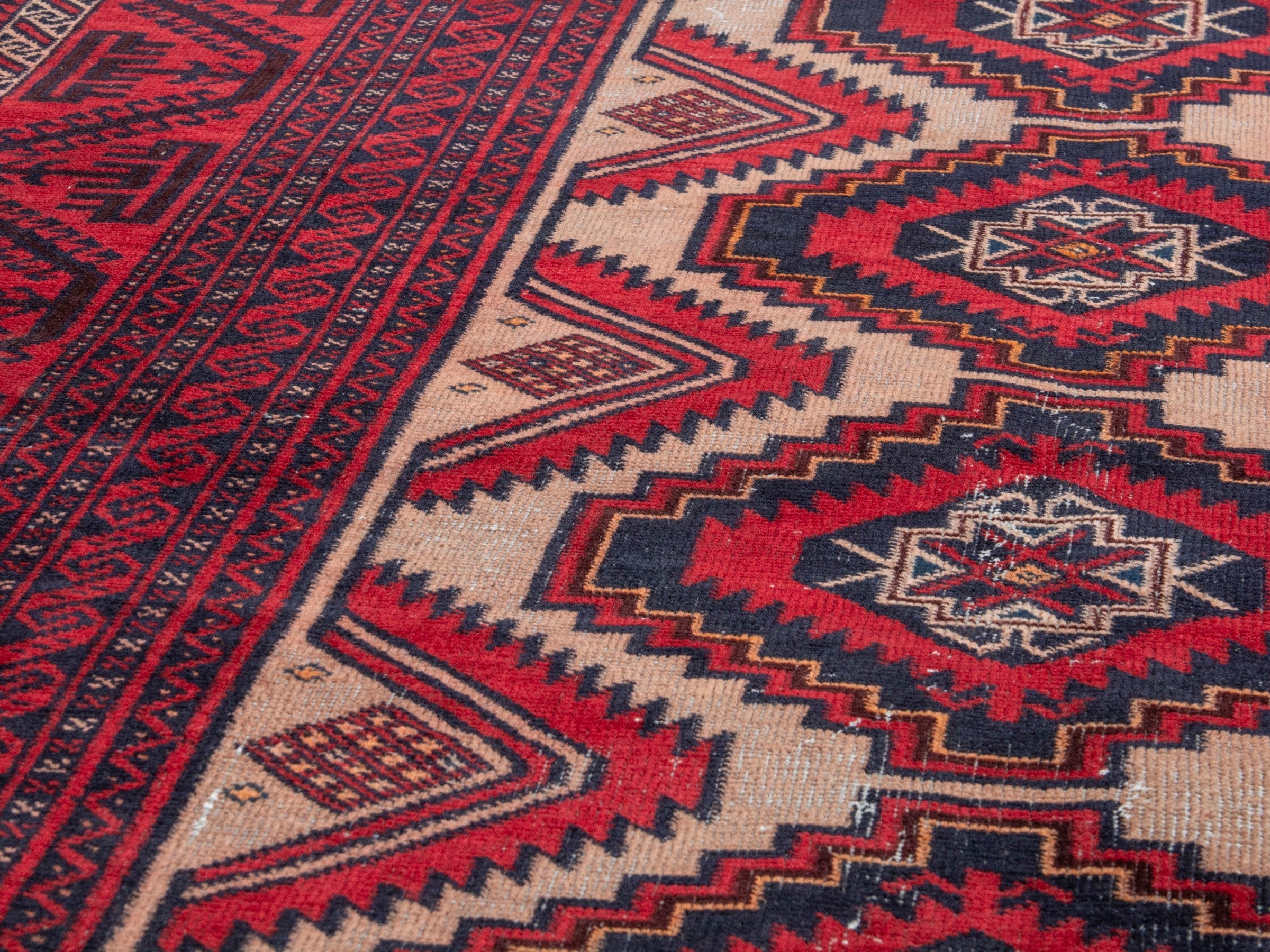 Persian Baluch area rug in deep red and burgundy, view 8 of 22