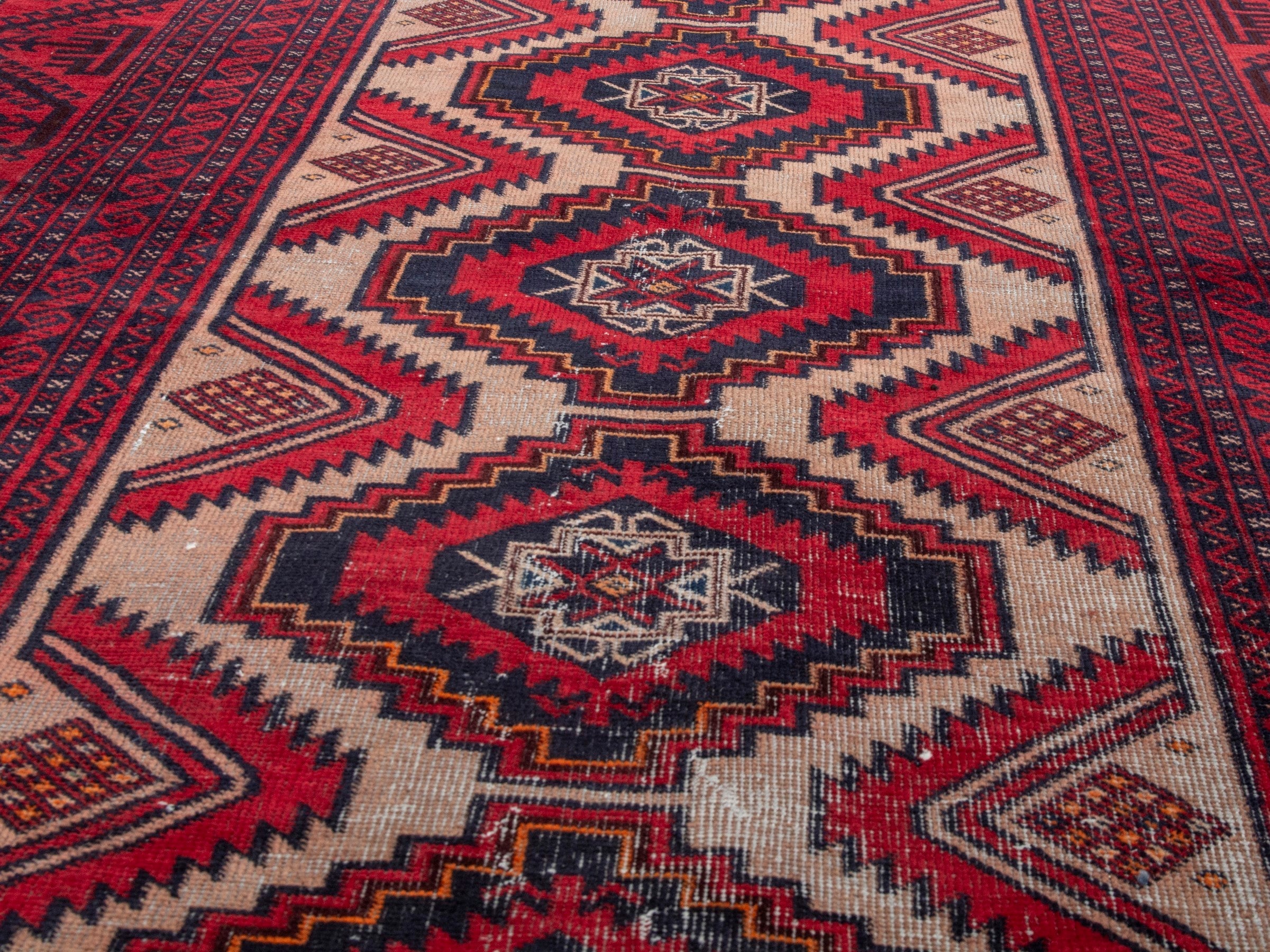 Persian Baluch area rug in deep red and burgundy, view 11 of 22