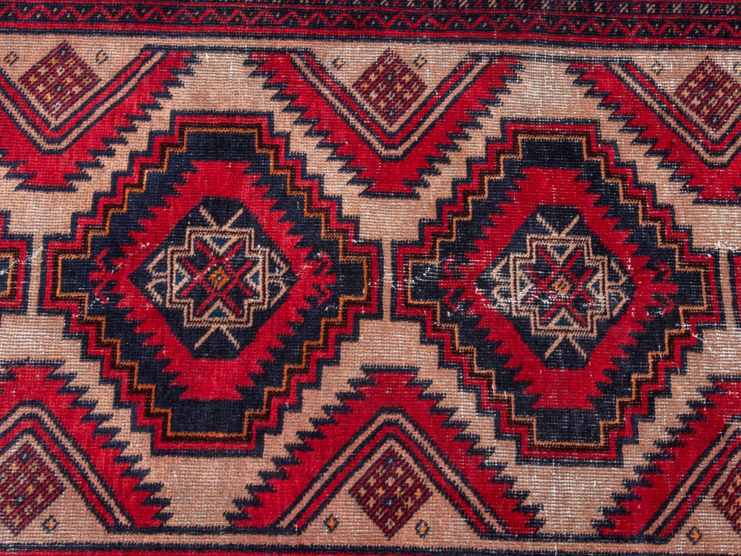 Persian Baluch area rug in deep red and burgundy, view 17 of 22