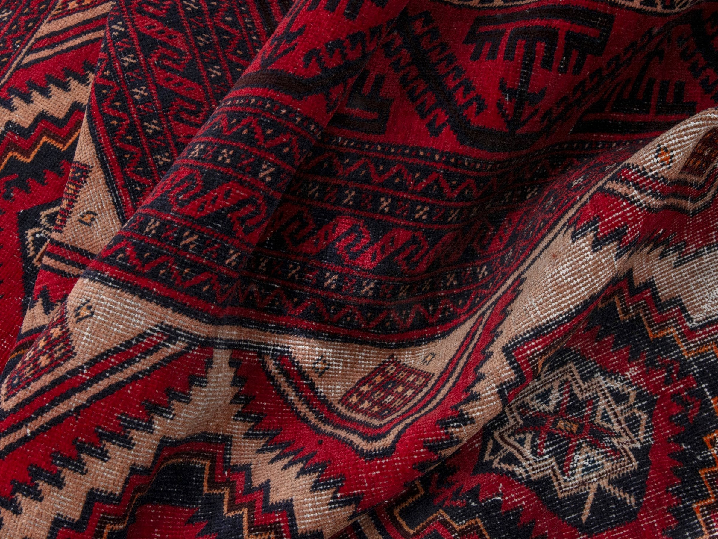 Persian Baluch area rug in deep red and burgundy, view 21 of 22