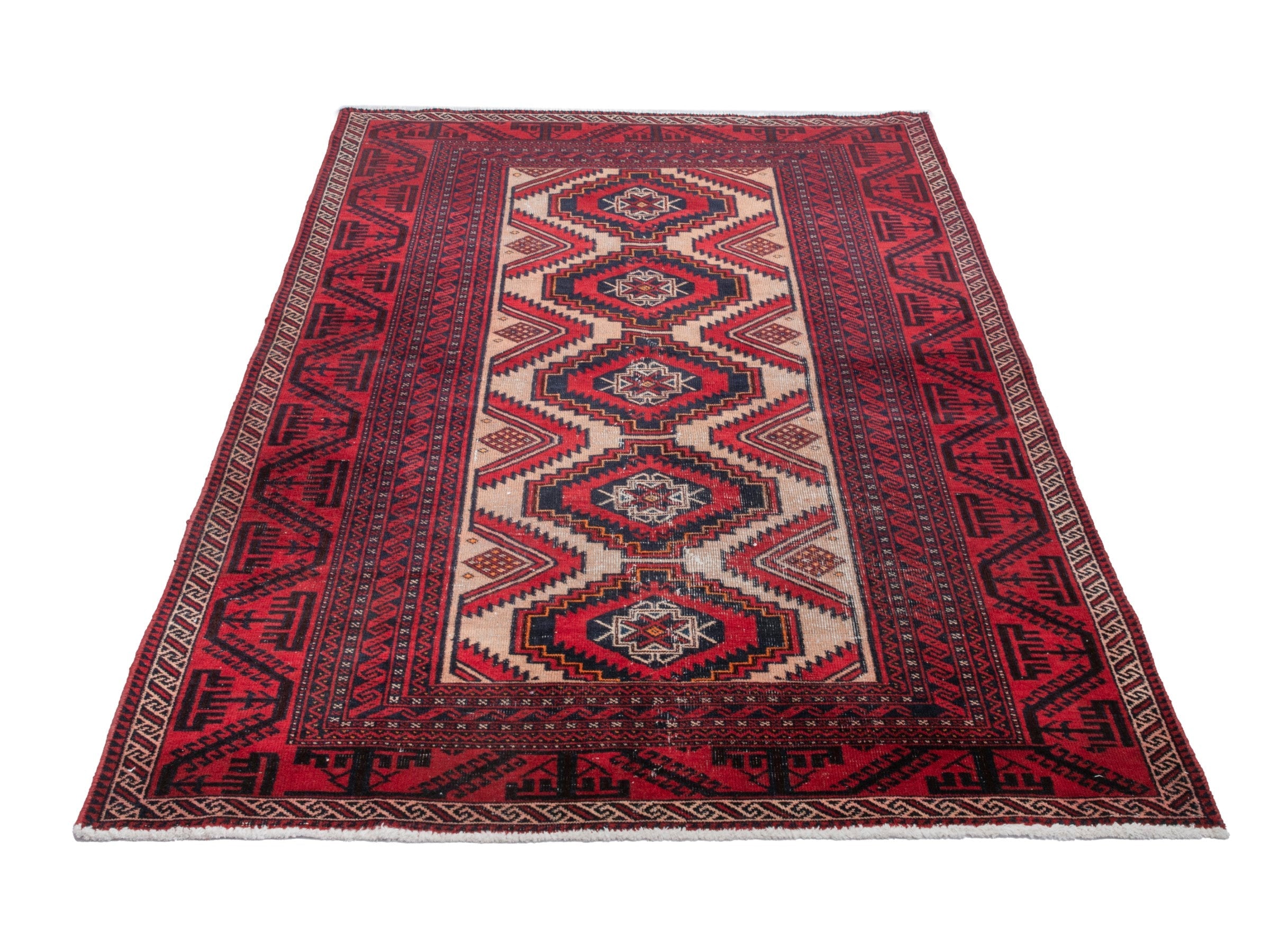 Persian Baluch area rug in deep red and burgundy, view 2 of 22