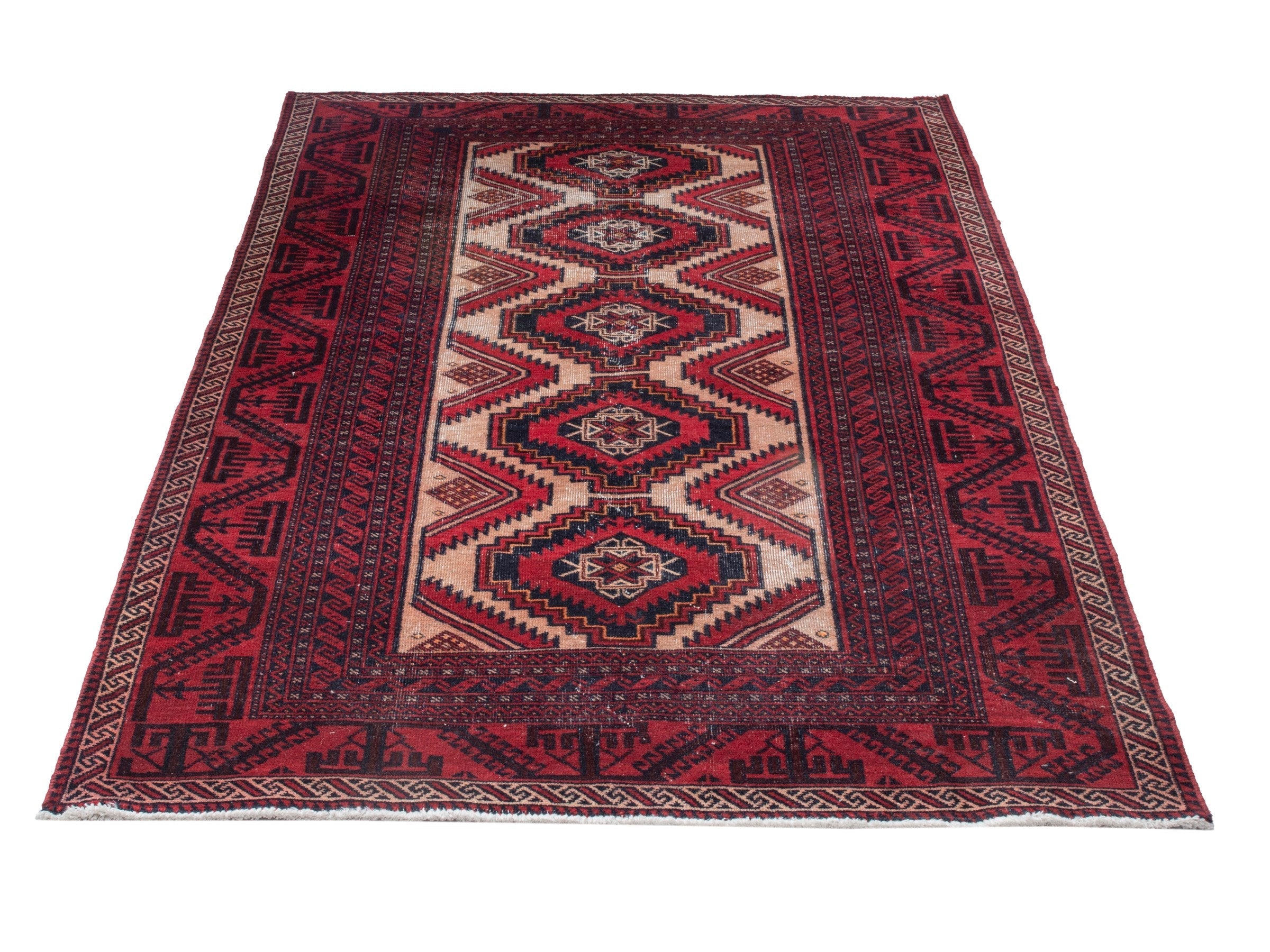 Persian Baluch area rug in deep red and burgundy, view 3 of 22