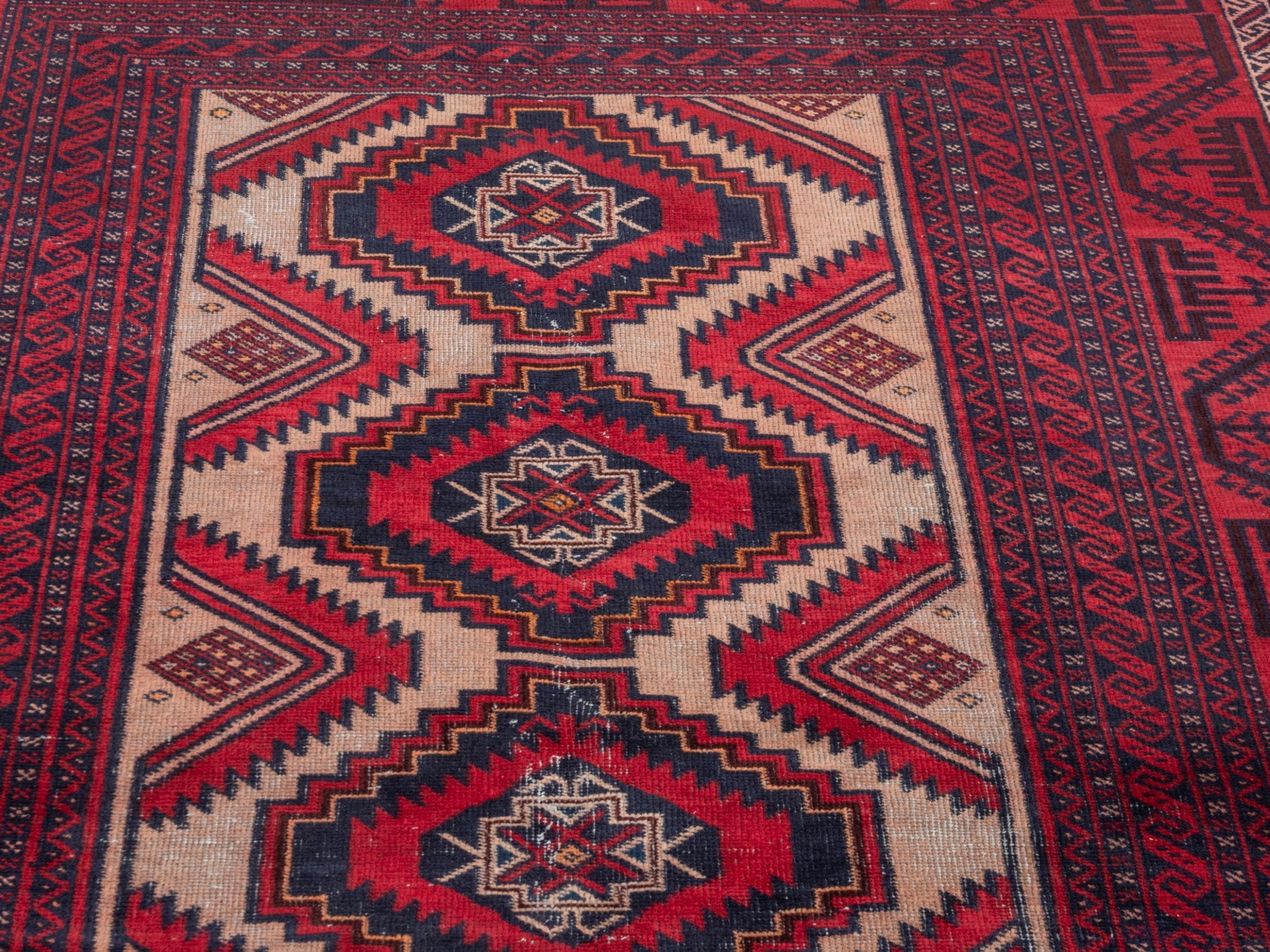 Persian Baluch area rug in deep red and burgundy, view 7 of 22