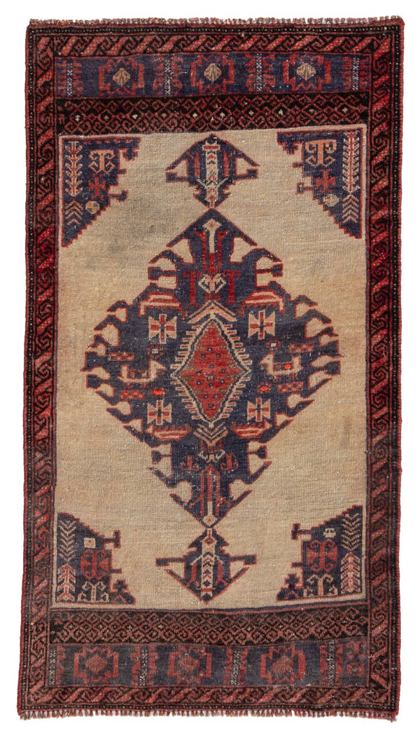 4554, Persian Torkaman Mini Rug