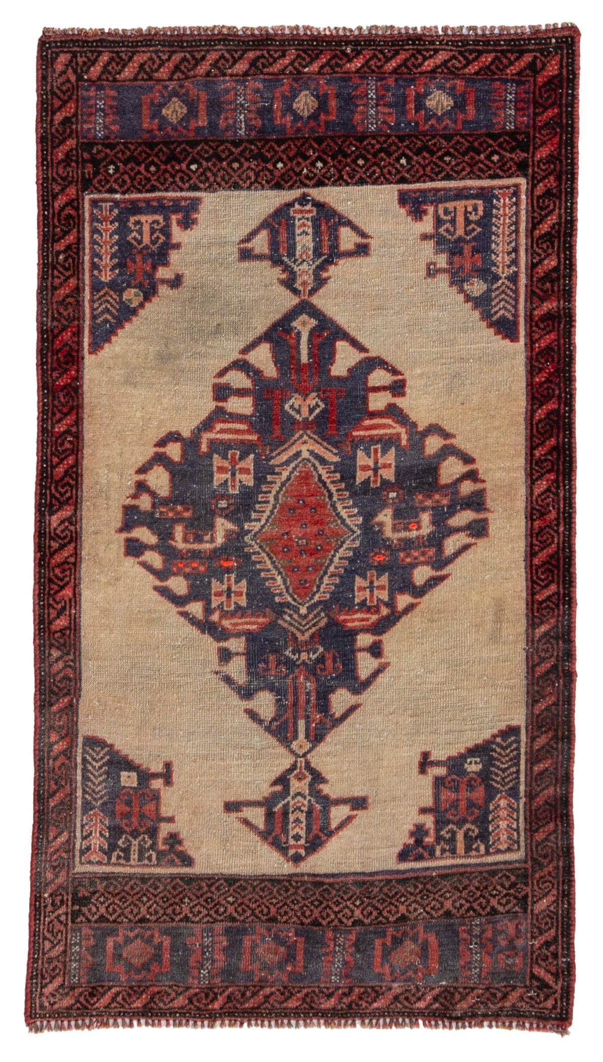 4554, Persian Torkaman Mini Rug