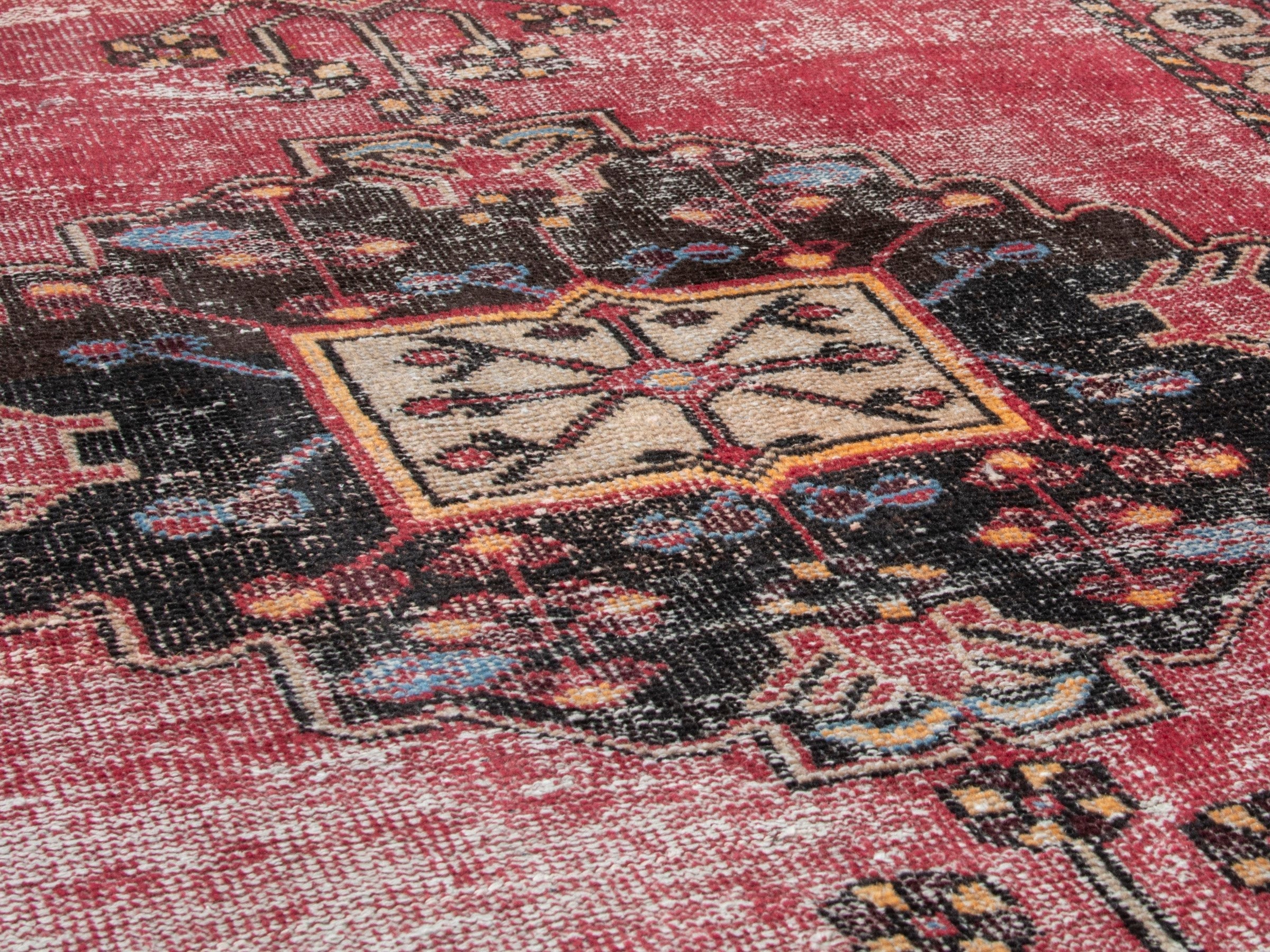 Persian Ferdos accent rug in dusty rose and black cherry, view 8 of 18