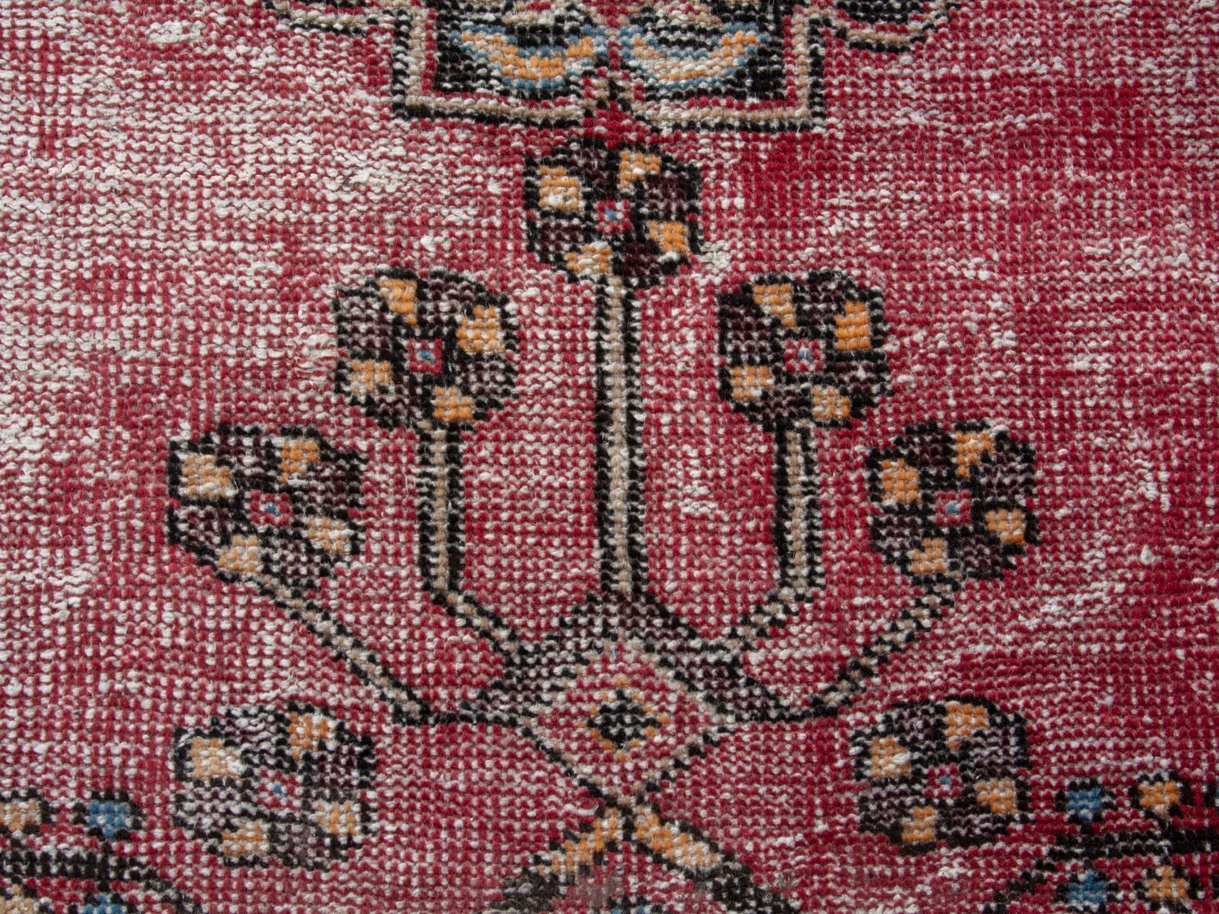 Persian Ferdos accent rug in dusty rose and black cherry, view 12 of 18