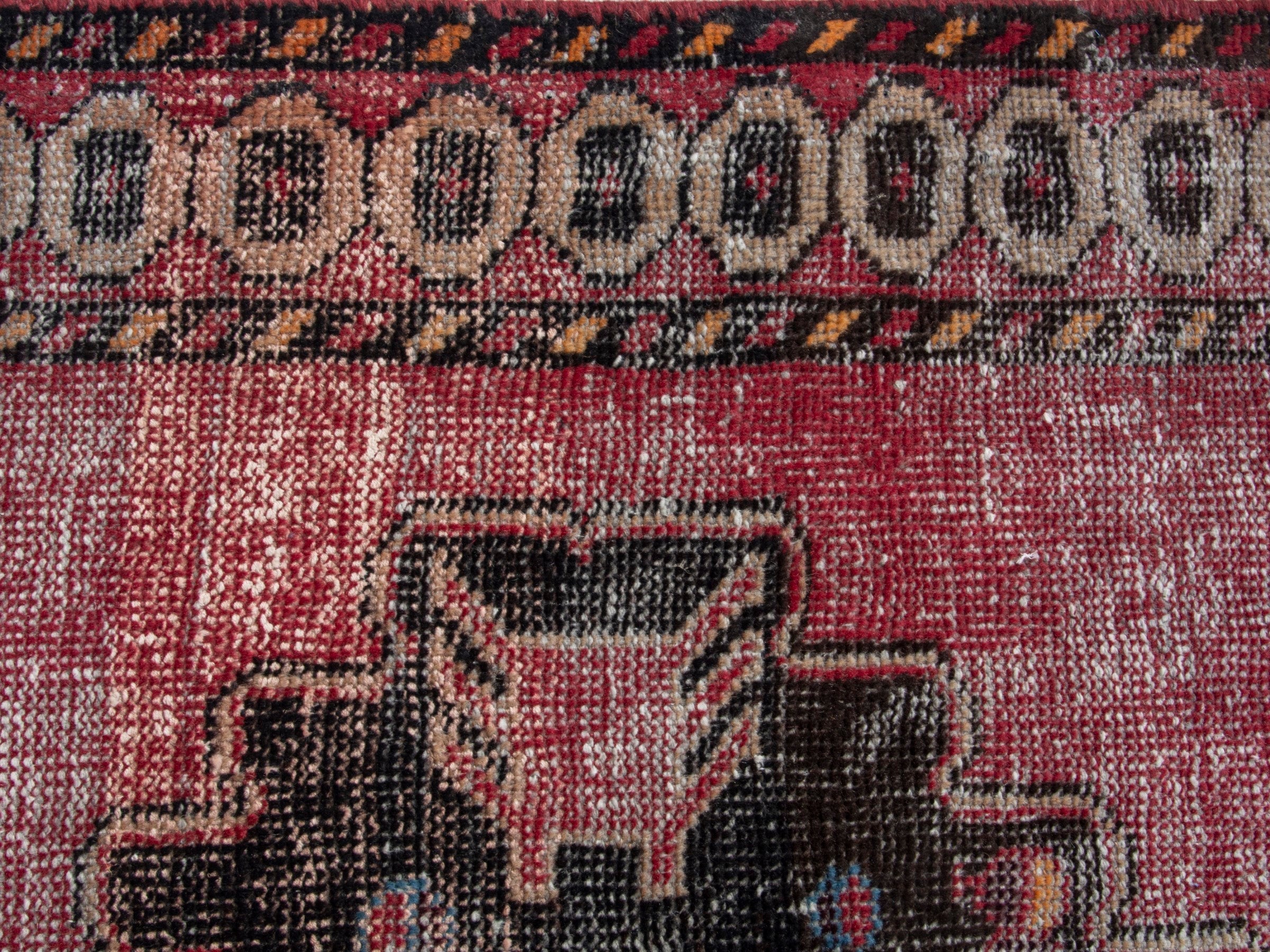 Persian Ferdos accent rug in dusty rose and black cherry, view 13 of 18