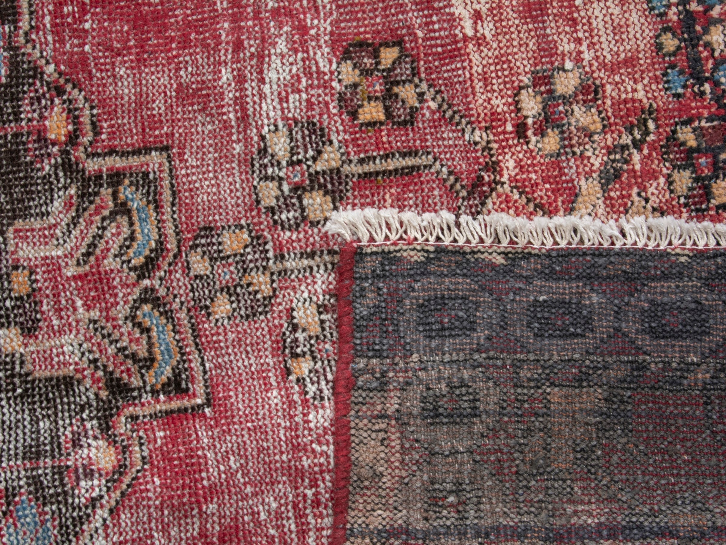 Persian Ferdos accent rug in dusty rose and black cherry, view 18 of 18