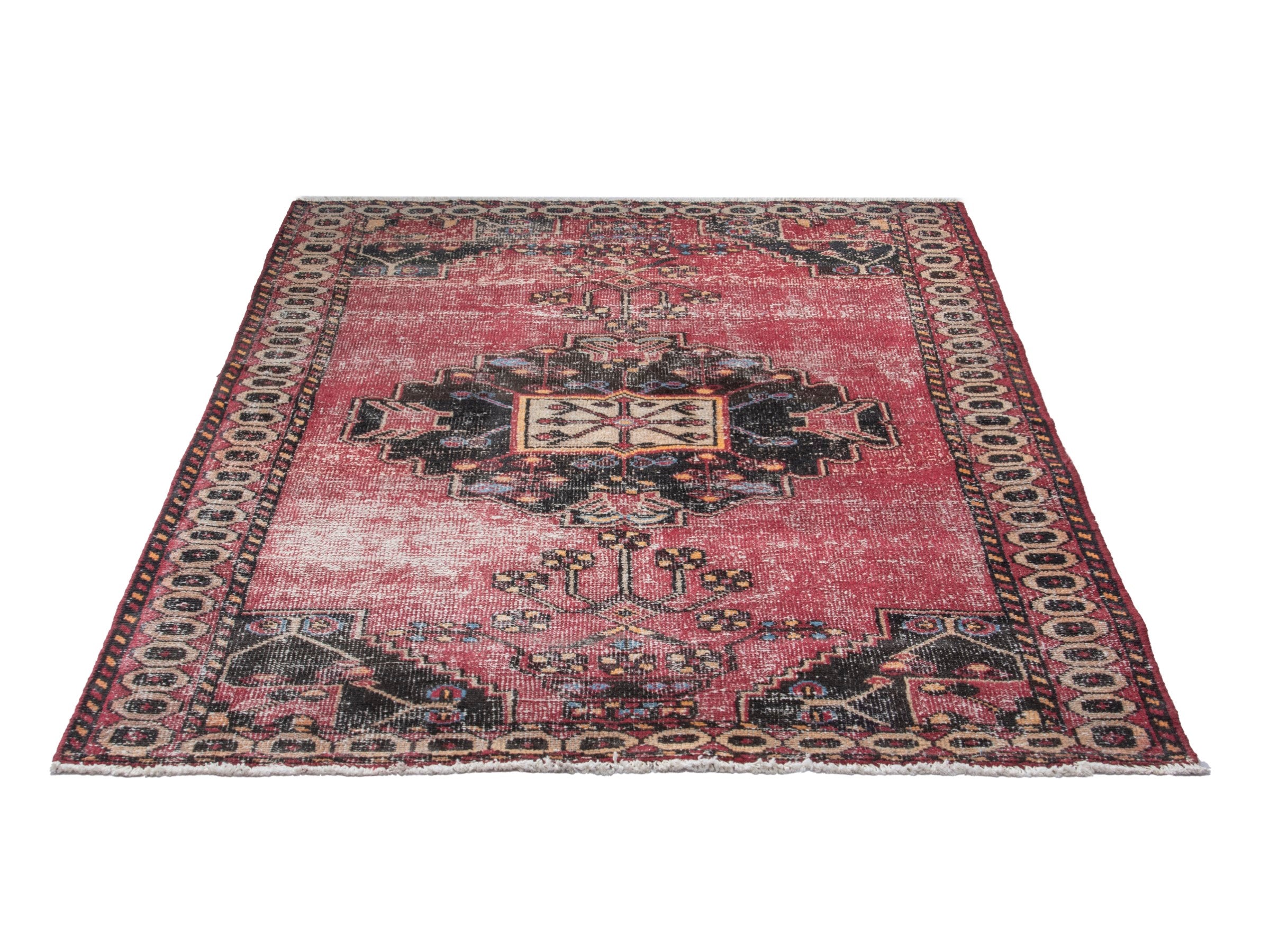Persian Ferdos accent rug in dusty rose and black cherry, view 2 of 18