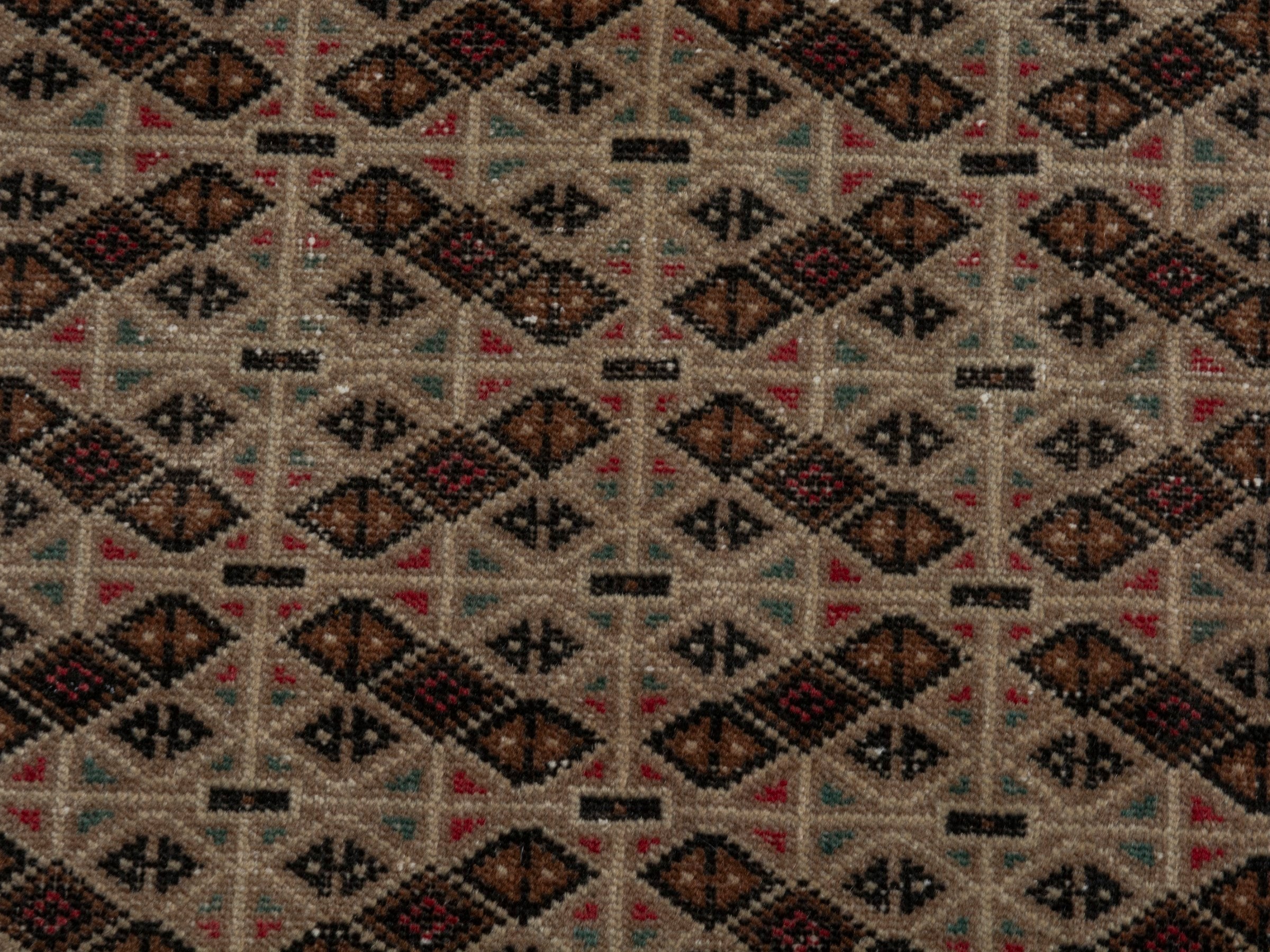 Persian Torkaman accent rug in cream and brown, view 12 of 19