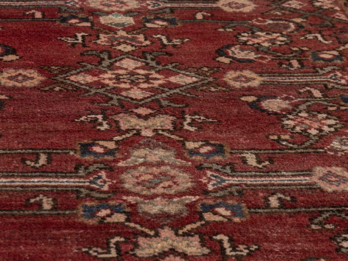 Persian Hamadan accent rug in burgundy and black, view 11 of 19