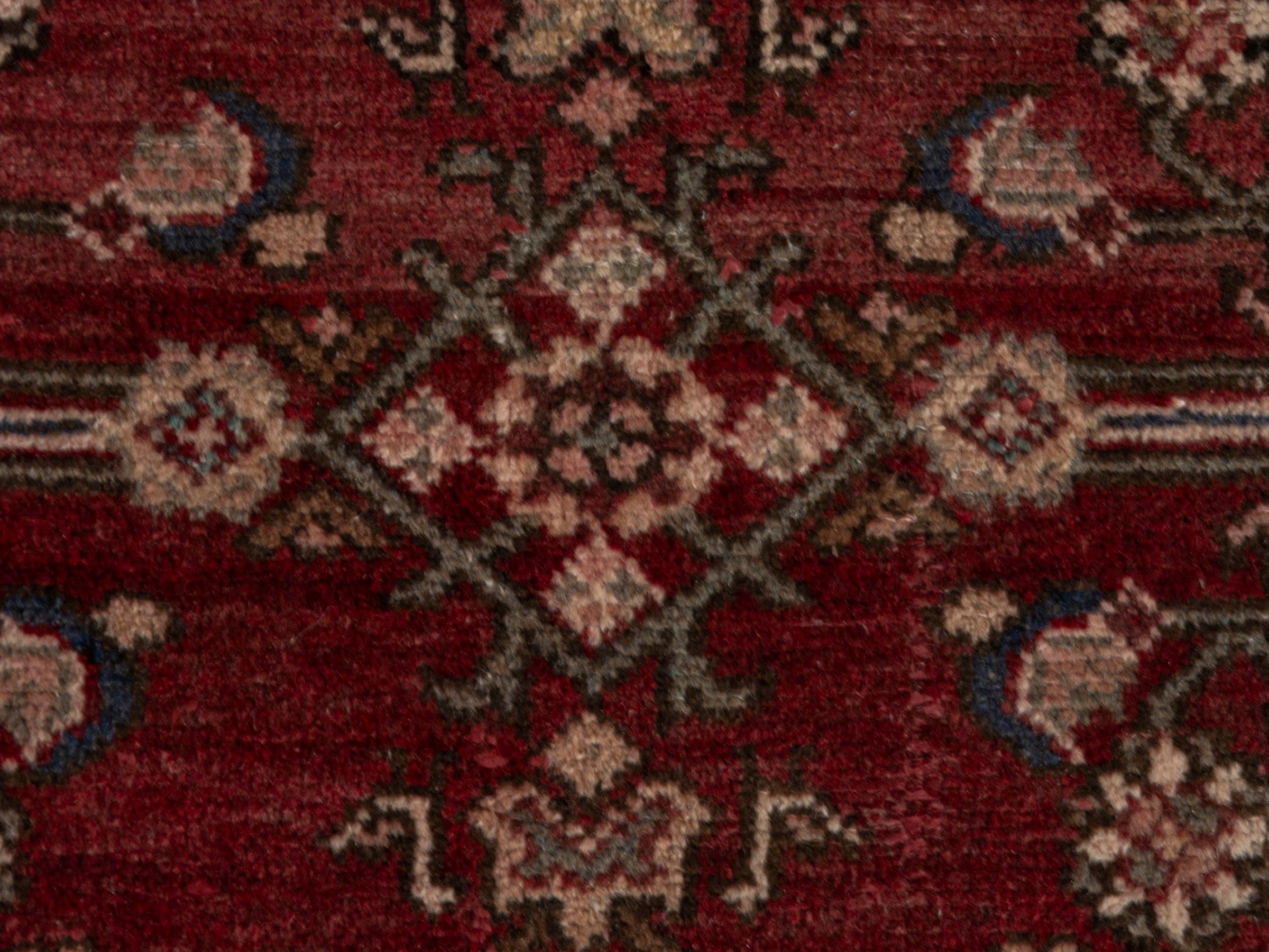 Persian Hamedan accent rug in burgundy and black, view 12 of 18