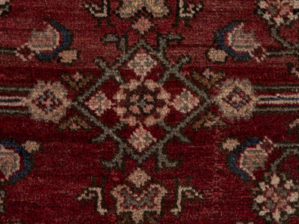 Persian Hamadan accent rug in burgundy and black, view 13 of 19