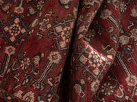 Persian Hamadan accent rug in burgundy and black, view 16 of 19