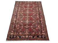 Persian Hamadan accent rug in burgundy and black, view 4 of 19