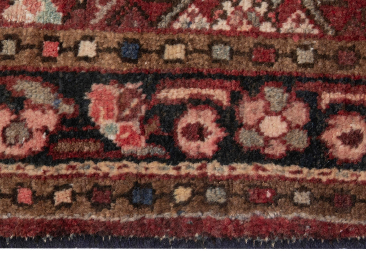 Persian Hamadan accent rug in burgundy and black, view 6 of 19