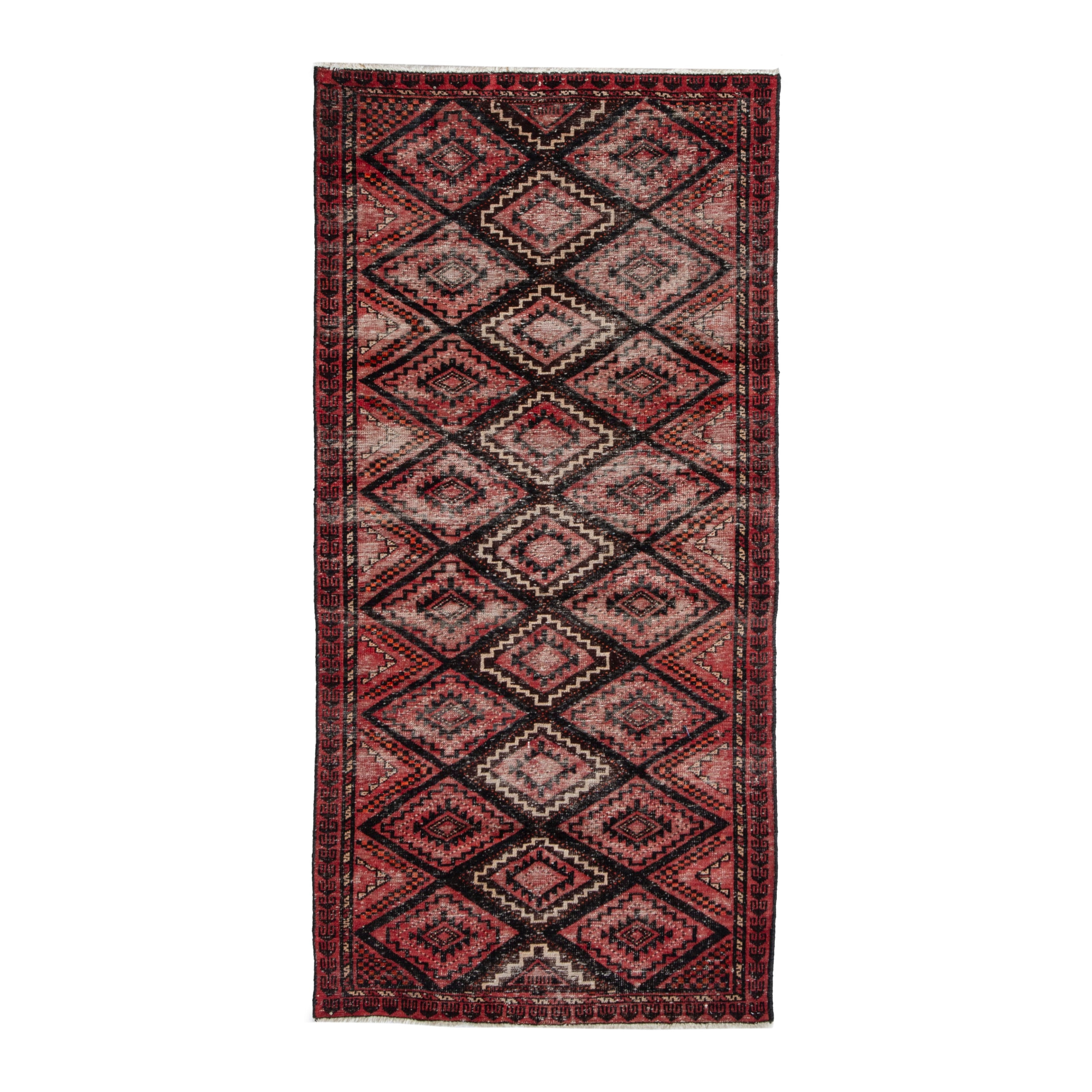 Persian Baluch runner rug in deep red and burgundy, 2'11" x 5'11"