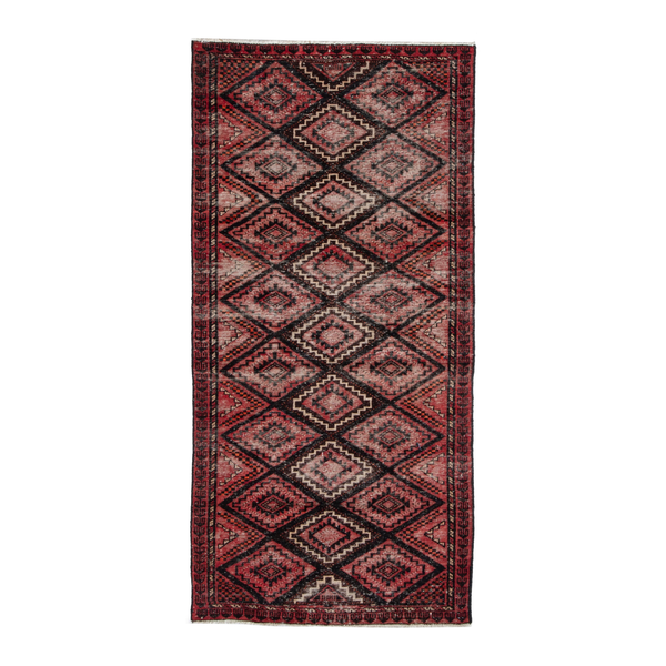 Persian Baluch runner rug in deep red and burgundy, 2'11" x 5'11"
