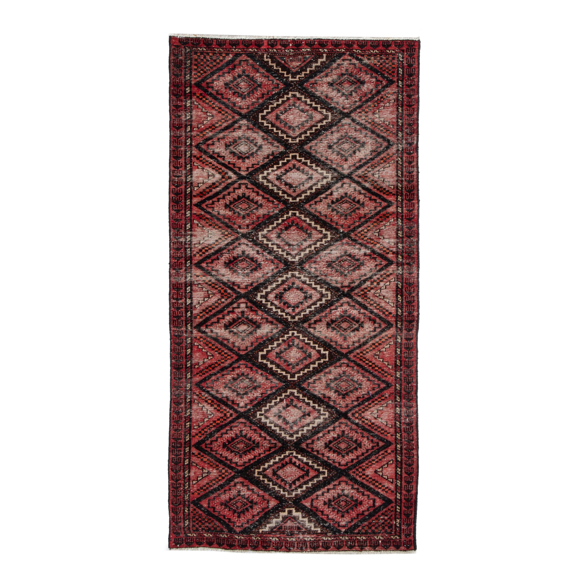 Persian Baluch runner rug in deep red and burgundy, 2'11" x 5'11"