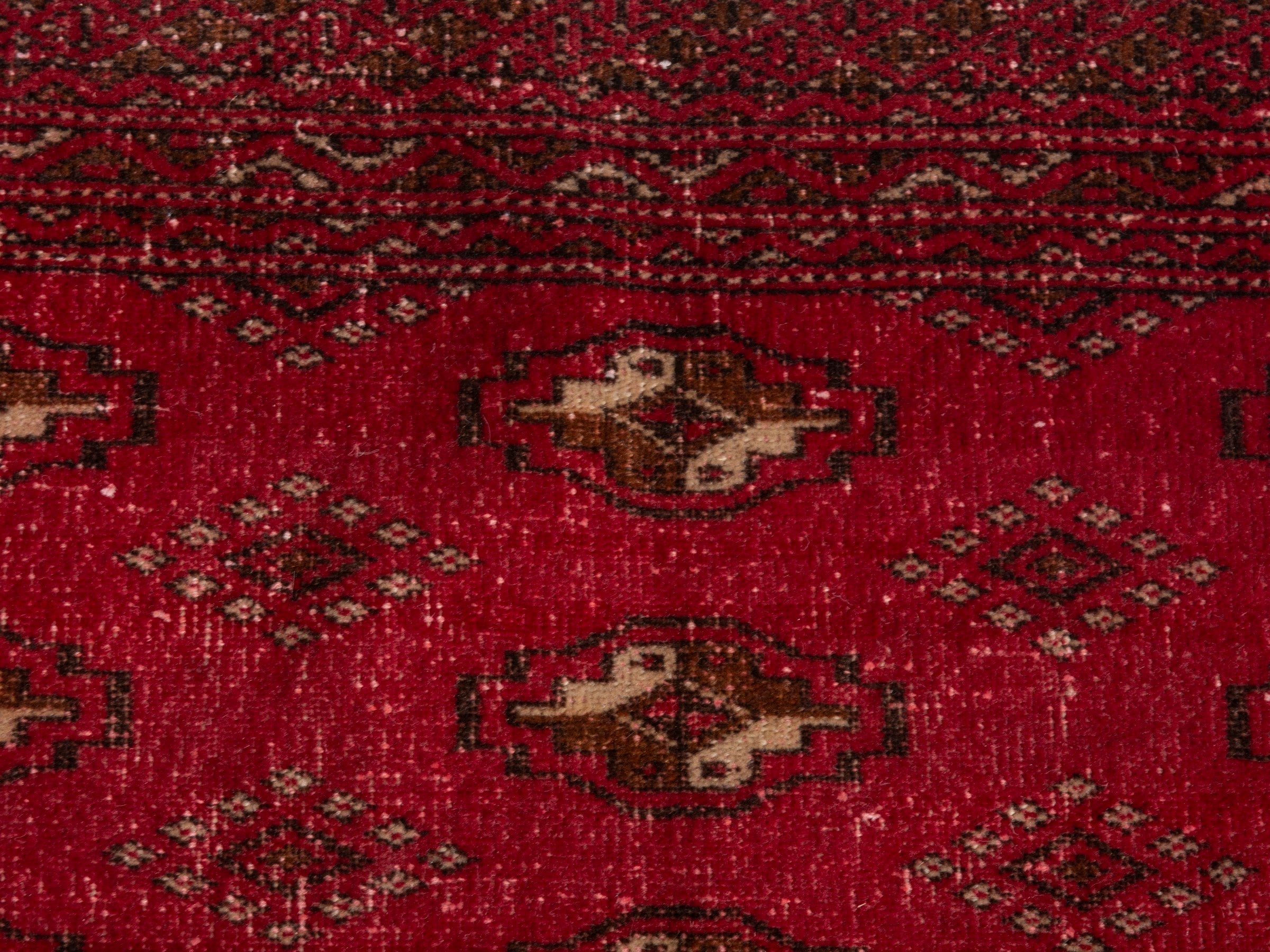Persian Torkaman accent rug in deep red and gold, view 12 of 17