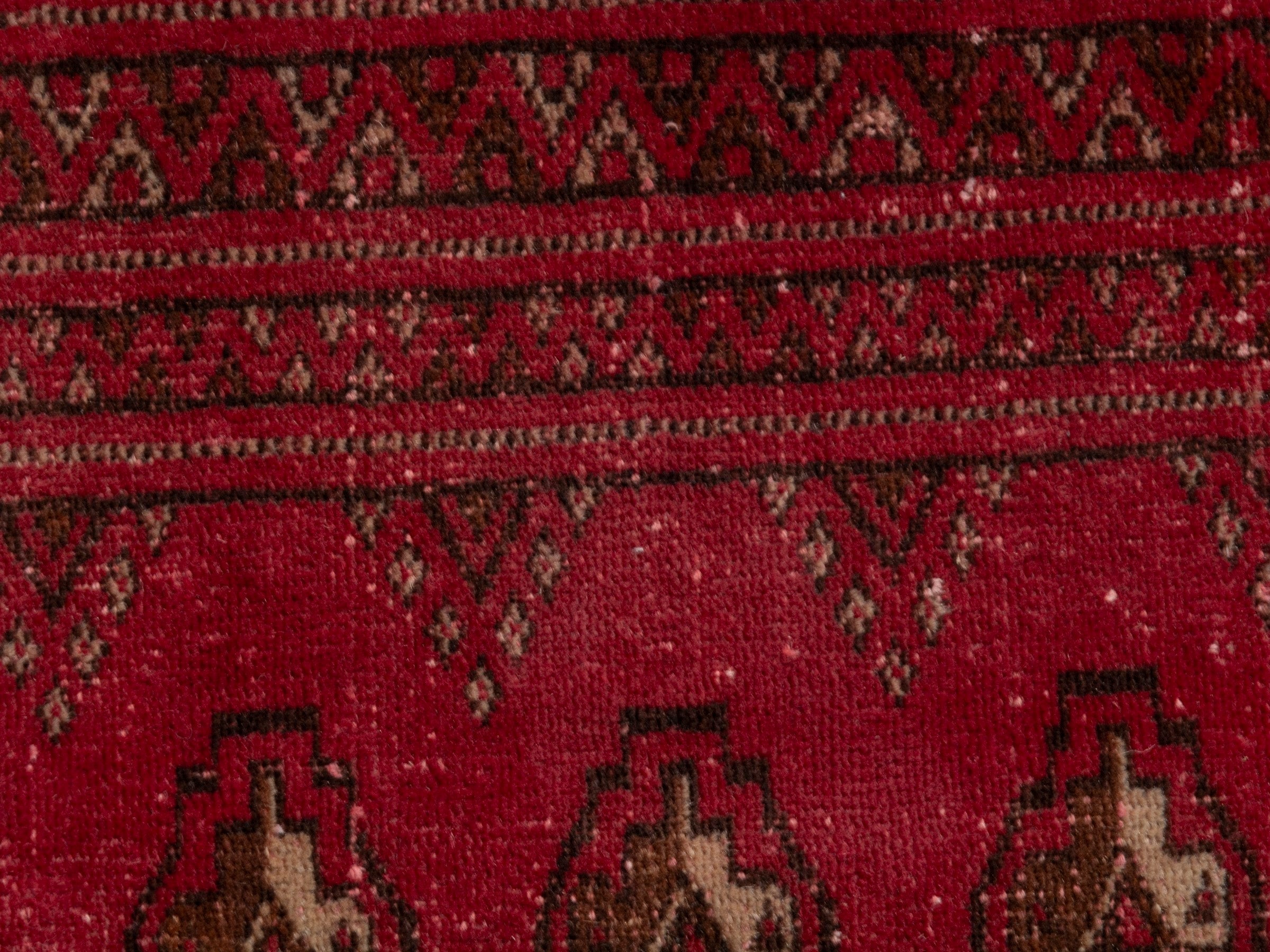 Persian Torkaman accent rug in deep red and gold, view 13 of 17