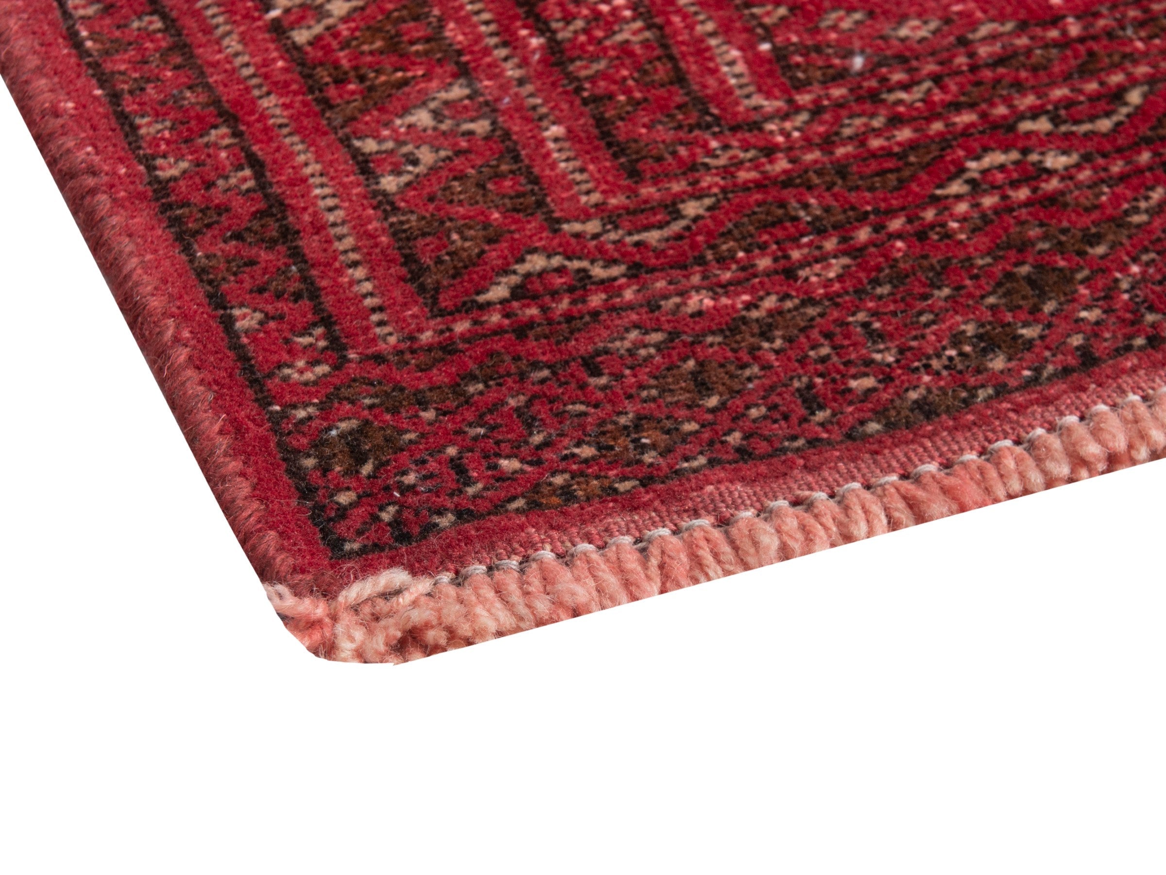 Persian Torkaman accent rug in deep red and gold, view 5 of 17