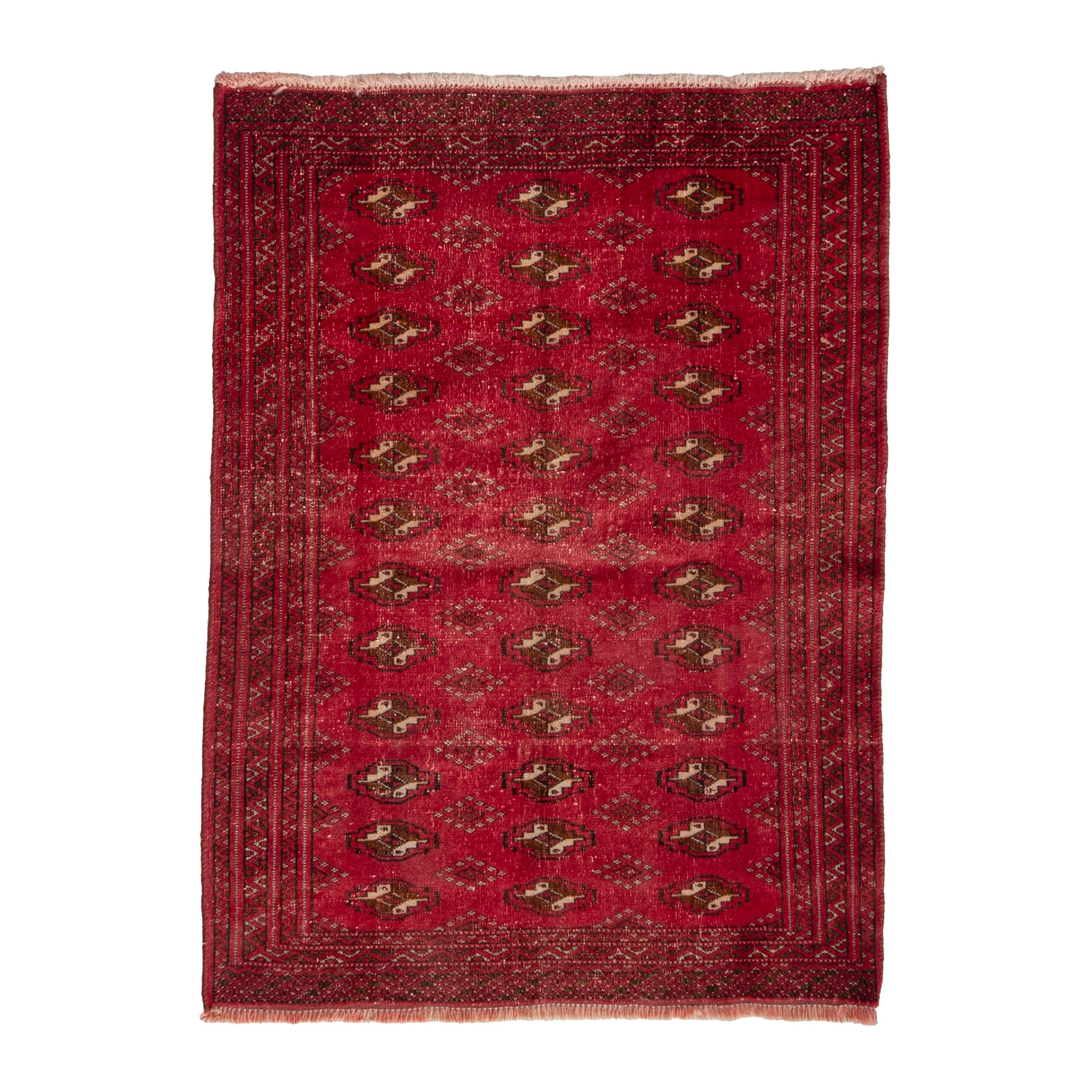 Persian Torkaman accent rug in deep red and gold, 3'1" x 4'