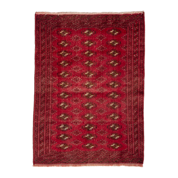 Persian Torkaman accent rug in deep red and gold, 3'1" x 4'