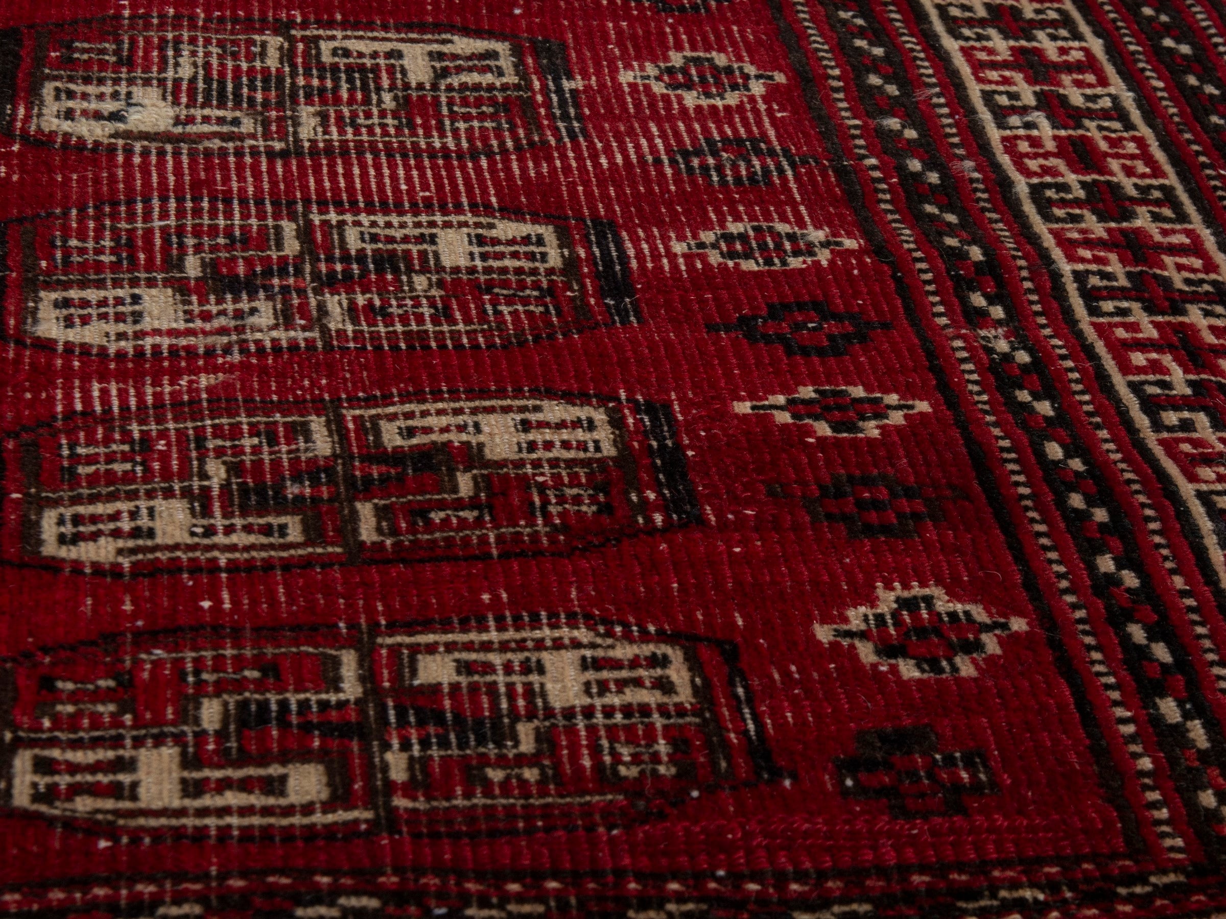 Persian Baluch accent rug in burgundy and ivory, view 8 of 18