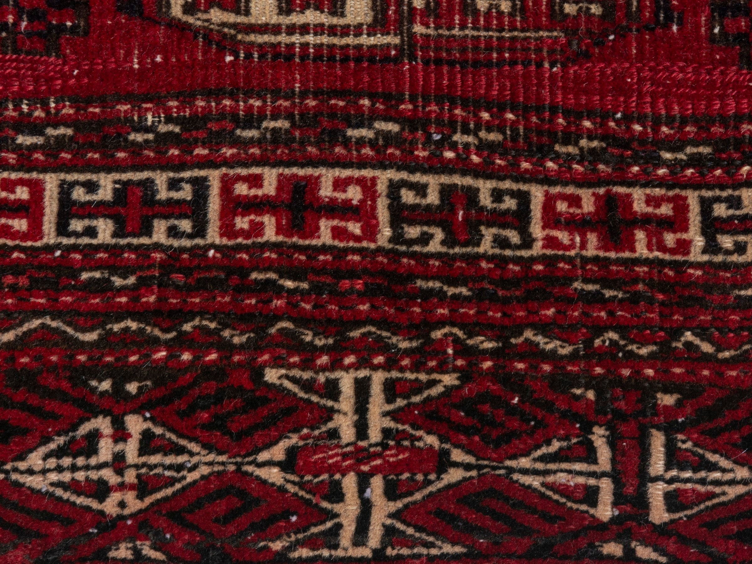Persian Baluch accent rug in burgundy and ivory, view 11 of 18