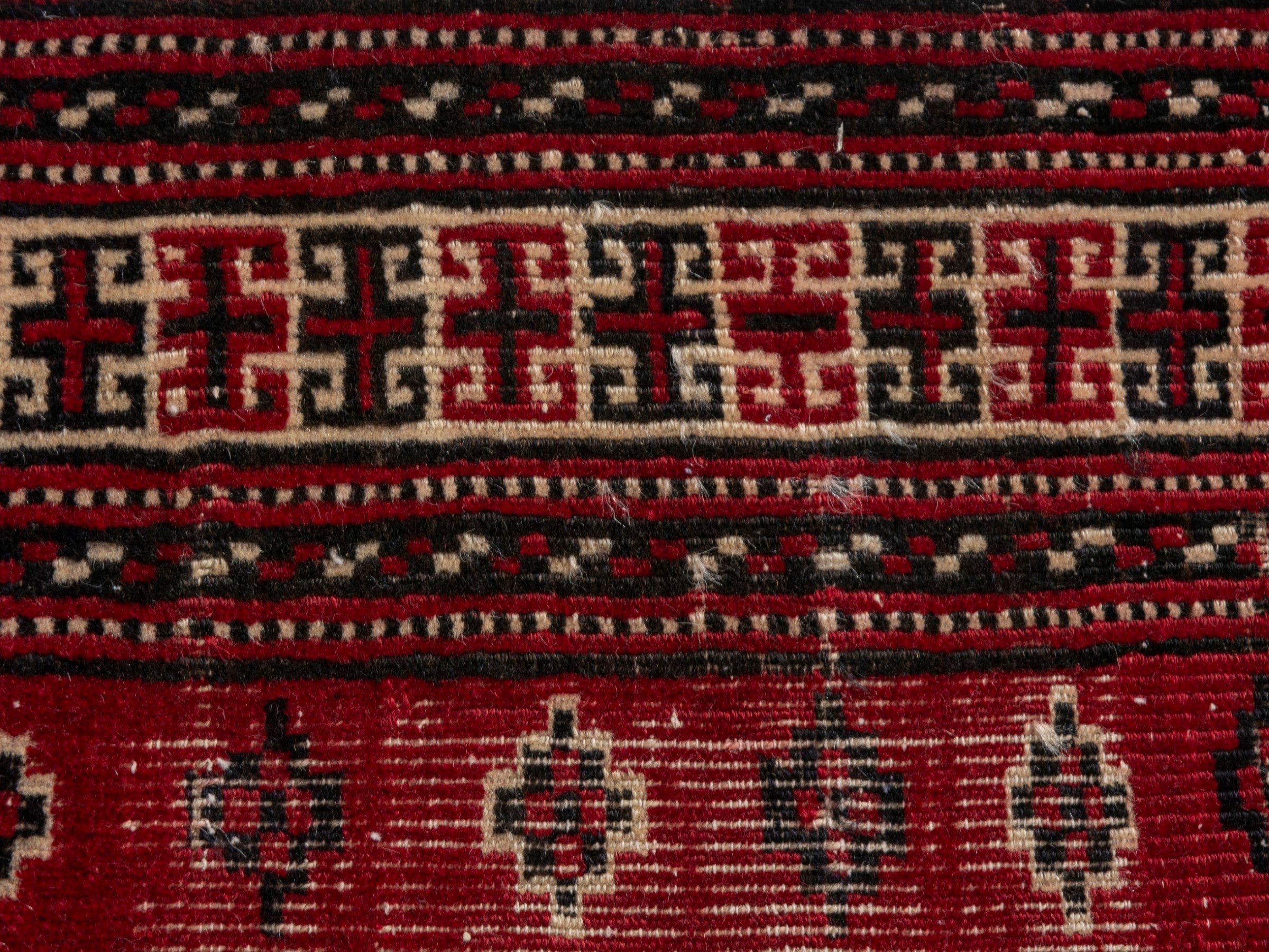 Persian Baluch accent rug in burgundy and ivory, view 13 of 18