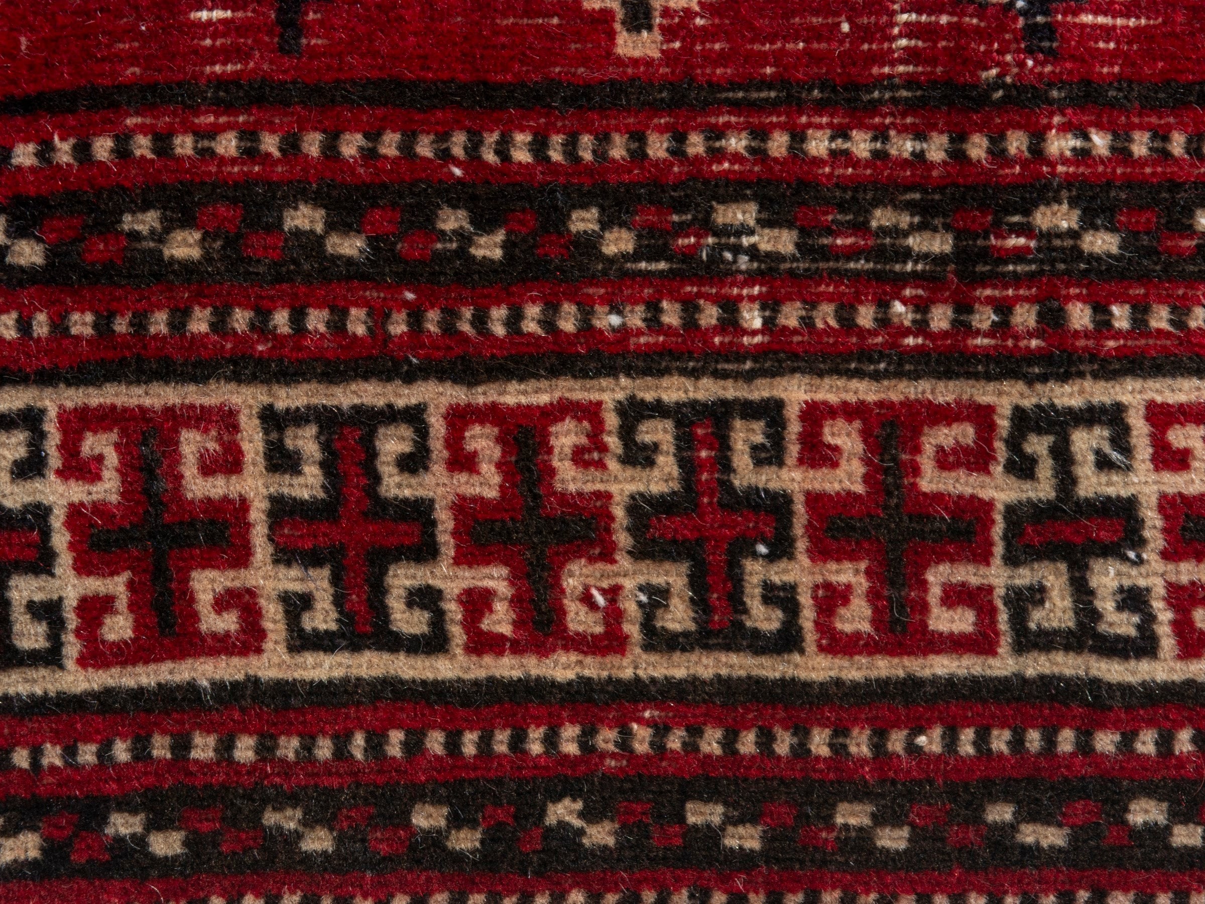 Persian Baluch accent rug in burgundy and ivory, view 14 of 18