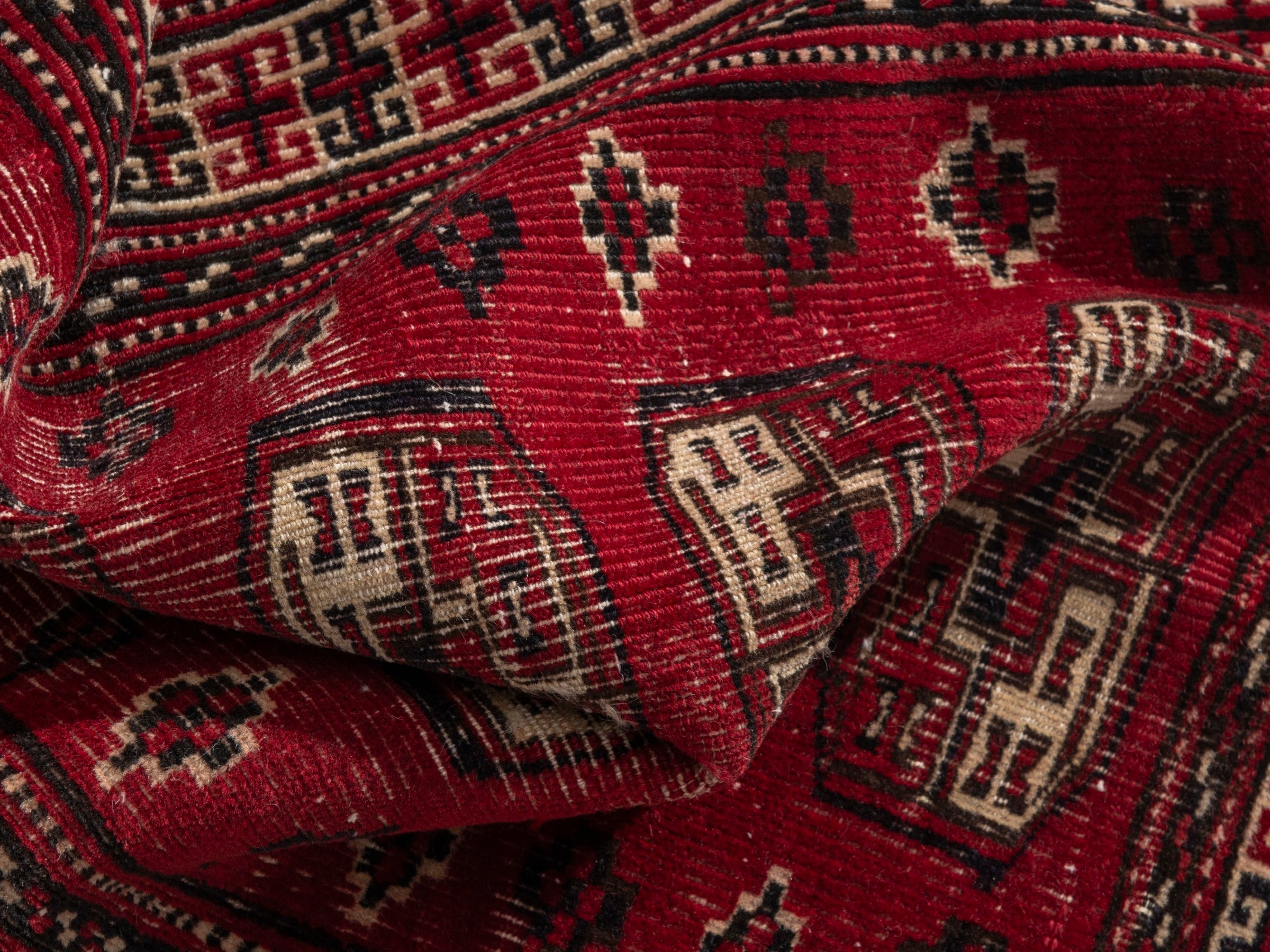 Persian Baluch accent rug in burgundy and ivory, view 15 of 18
